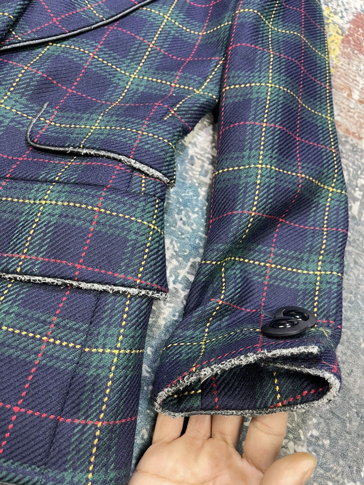 Yves Saint Laurent Yvest Saint Laurent Multicolor Plaid Blazer Jacket Size XXS / US 00 / IT 34 - 11 Thumbnail