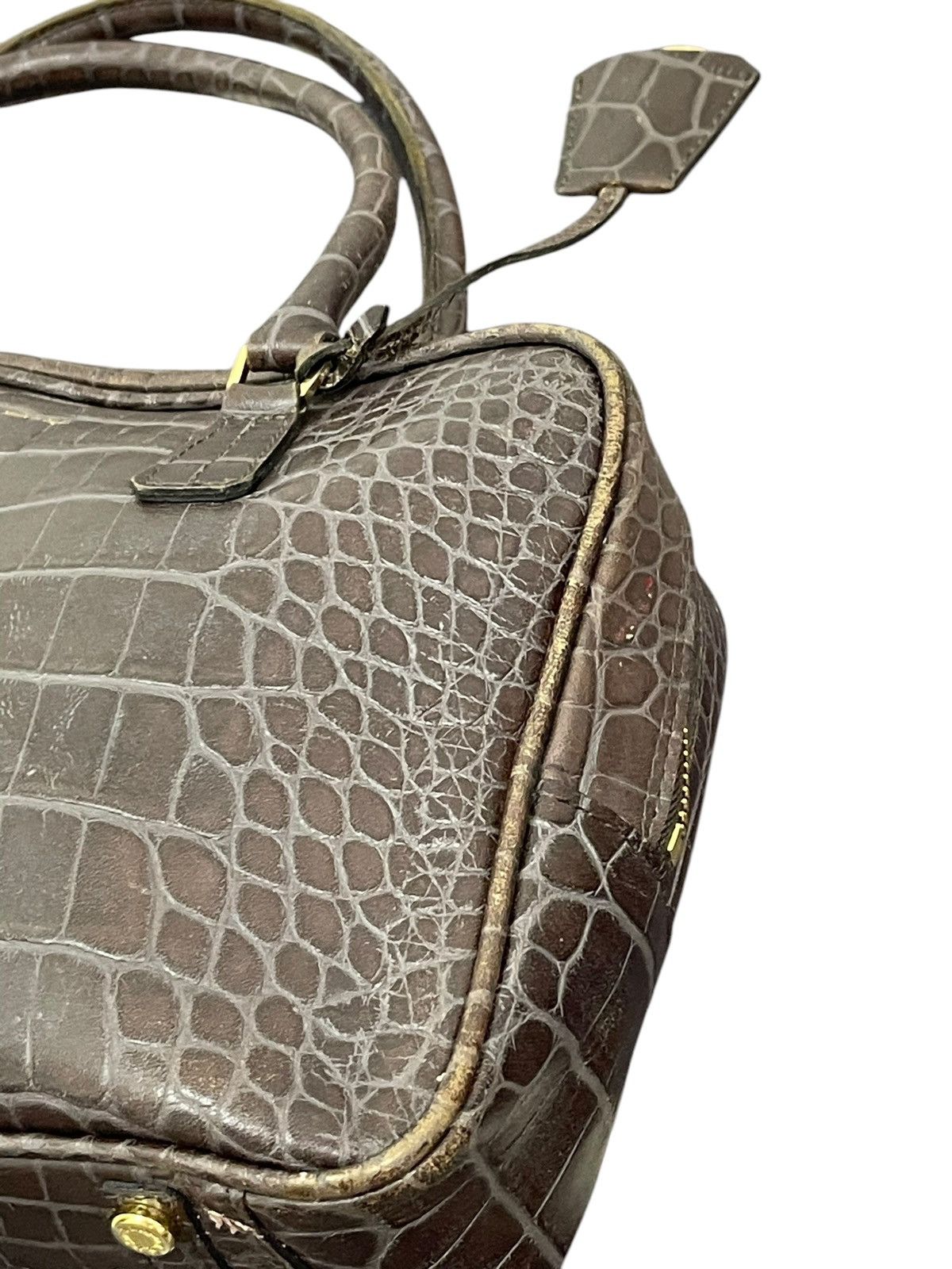 Genuine Leather Crocodile Embossed Cowhide A.D.M.J Japan Hand Bag 1🟩2 Size ONE SIZE - 9 Thumbnail