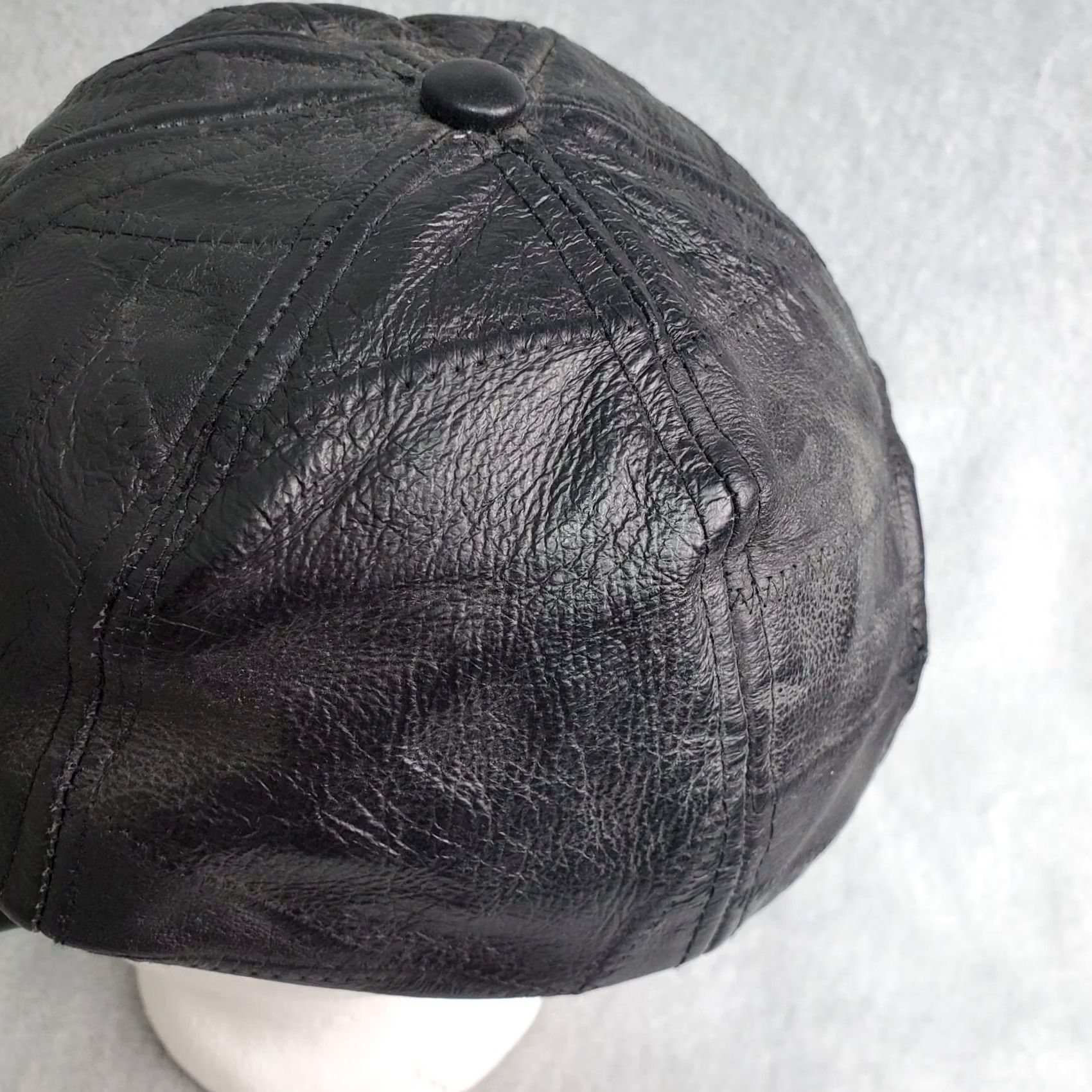 Vintage God Bless America Leather Baseball Cap Hat Men's Black Patchwork Eagle Flag Size ONE SIZE - 4 Thumbnail