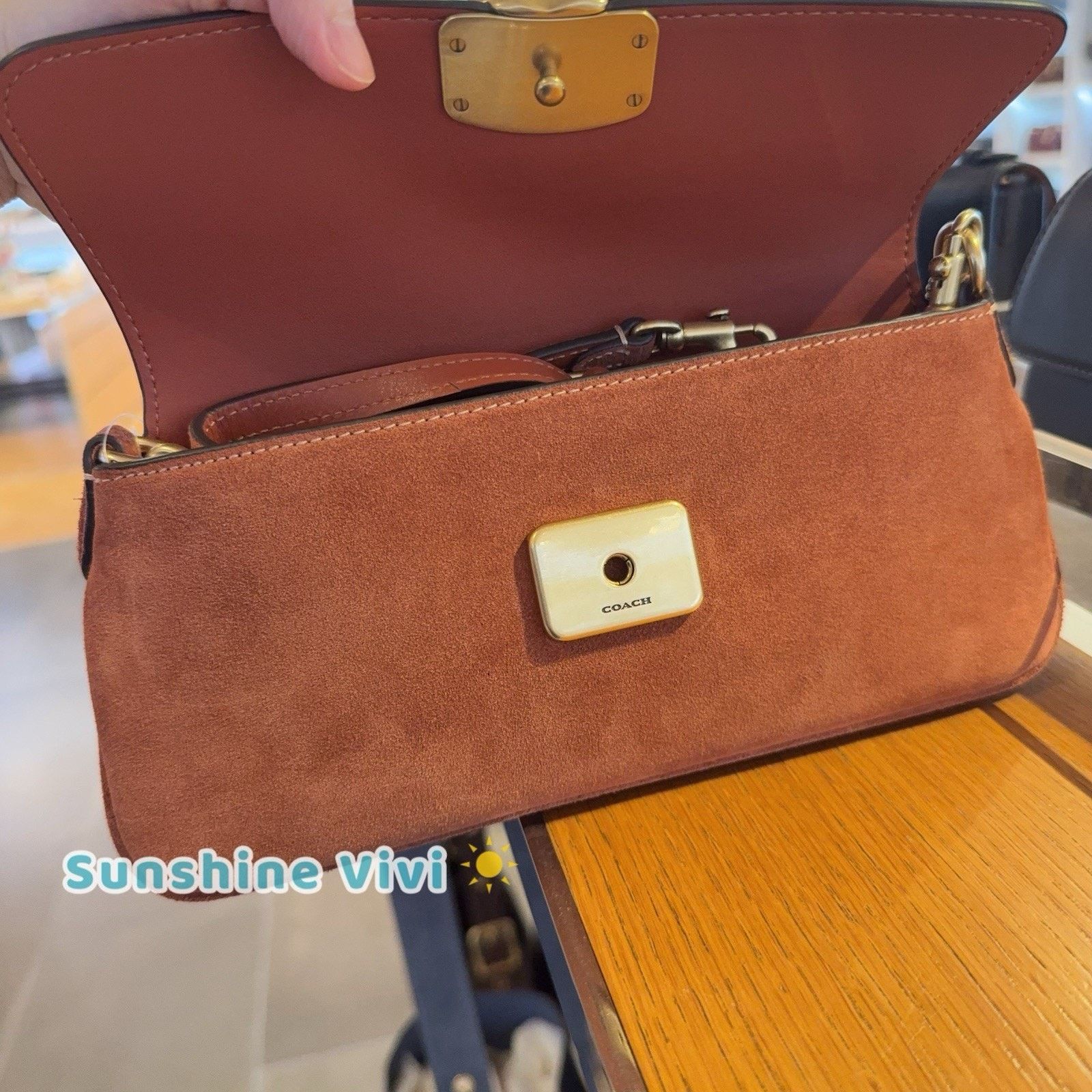Coach NWT COACH Jet Suede Shoulder Bag Clay Crossbody CDZ74 Size ONE SIZE - 7 Thumbnail