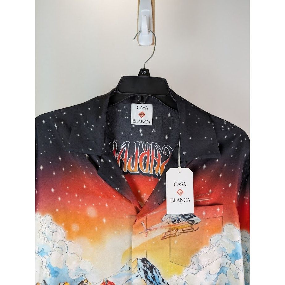 Casablanca o1rshd1 Cuban Collar Long Sleeve Shirt in Ski Lake Size US L / EU 52-54 / 3 - 7 Thumbnail