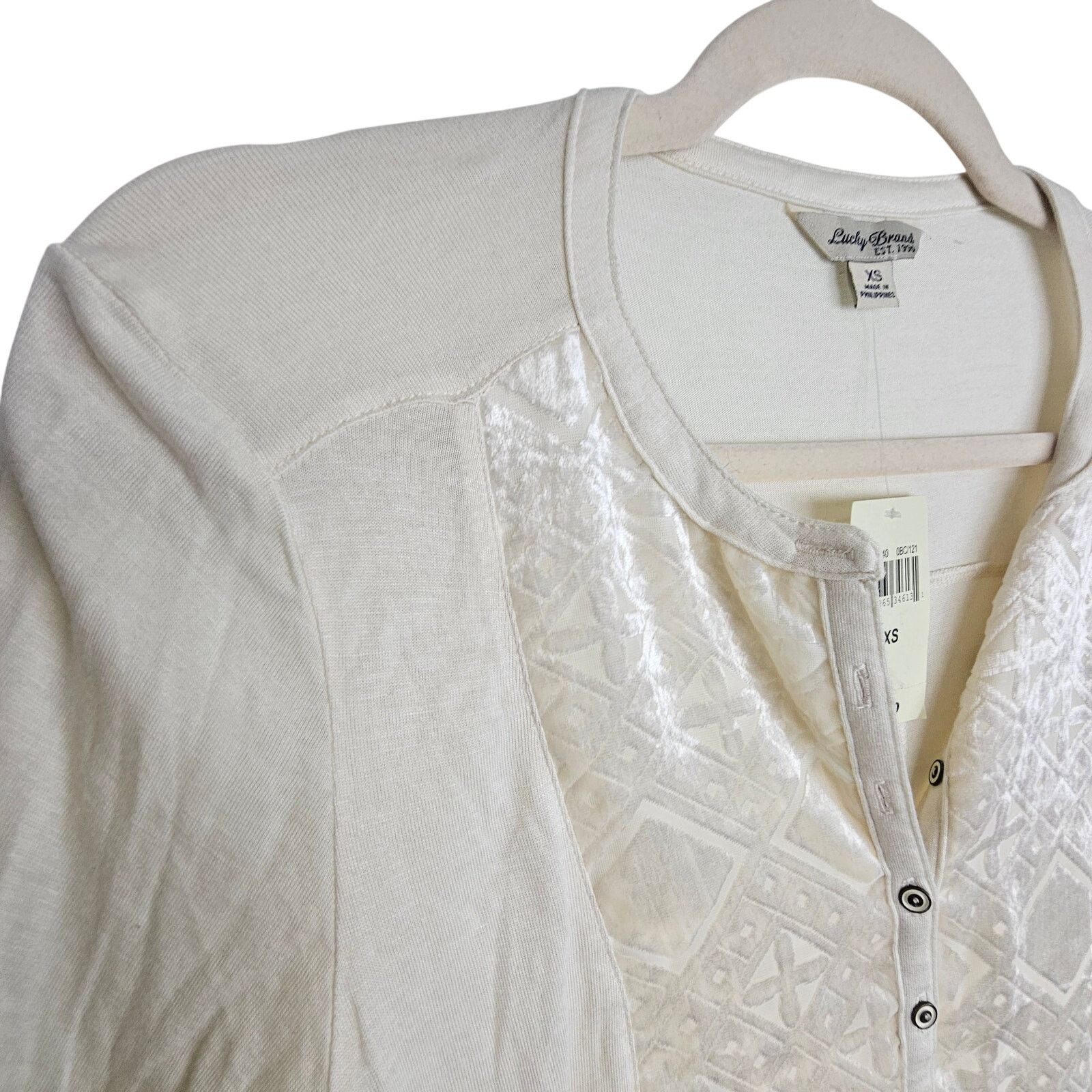 Lucky Brand Lucky Brand Women Henley Size XS Velvet Front Cream Size XS / US 0-2 / IT 36-38 - 5 Thumbnail
