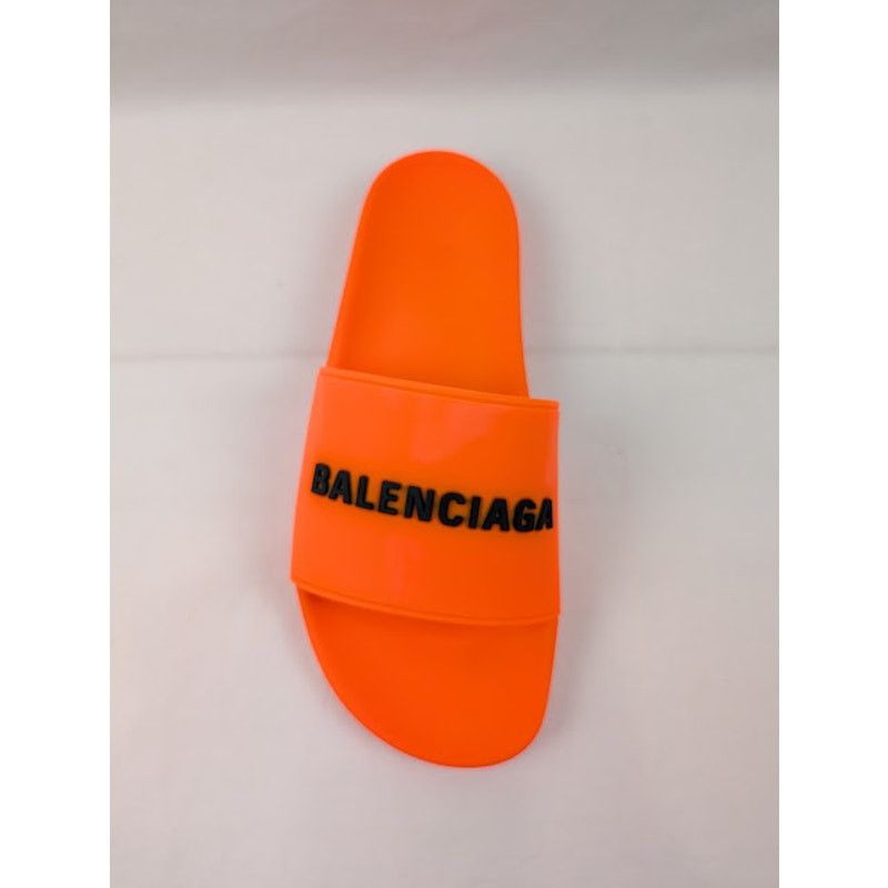 Balenciaga o1rshd1 Pool Smoth Fluo Rubber Logo Slides Flue Orange/Black Size US 12 / EU 45 - 6 Thumbnail