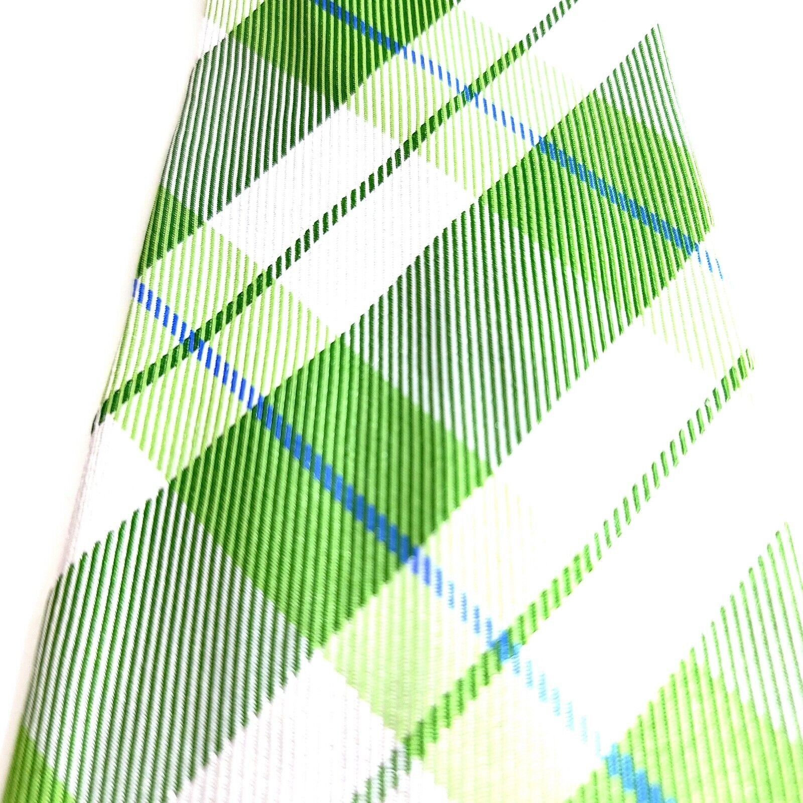 Express Express Woven Green Blue White Plaid Silk Tie Size ONE SIZE - 2 Thumbnail