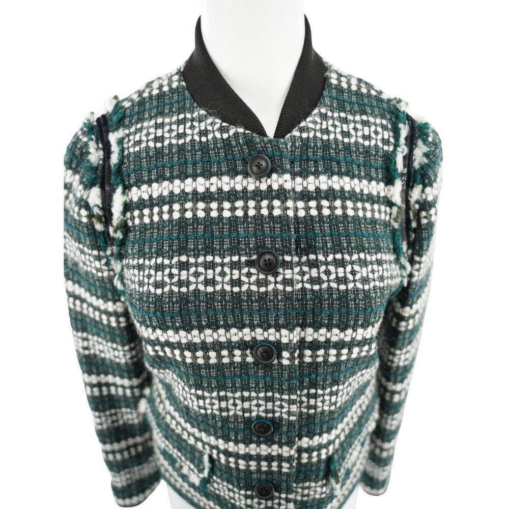 Designer NWT Tory Burch Tweed Norfolk Jacket Size 4 Size S / US 4 / IT 40 - 2 Thumbnail