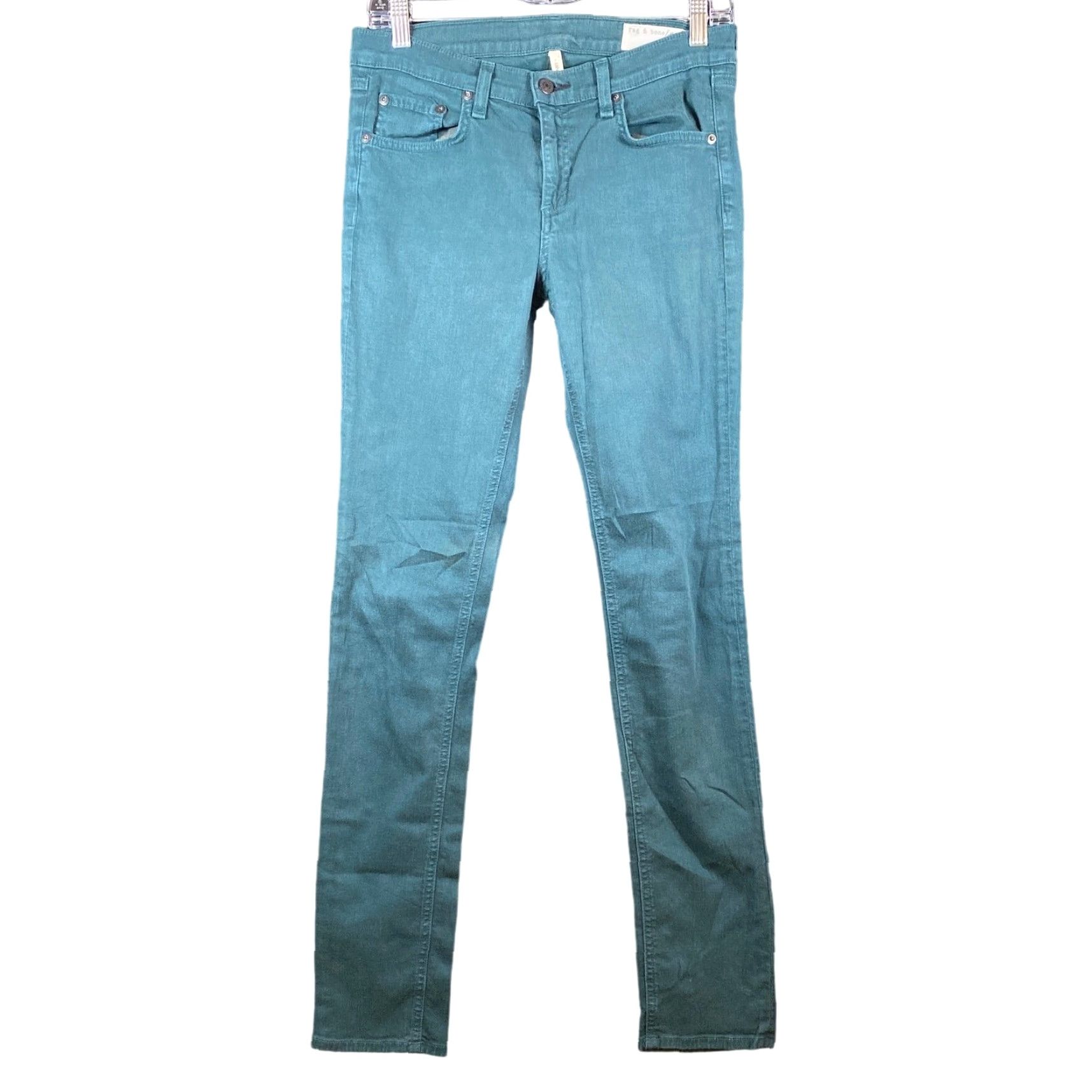 Rag & Bone Rag & Bone Womens Jeans Green Cotton Blend Mid Rise Skinny 28 Jeans Slim Stretch Check 30in Waist Womens Size 28" / US 6 / IT 42 - 2 Thumbnail