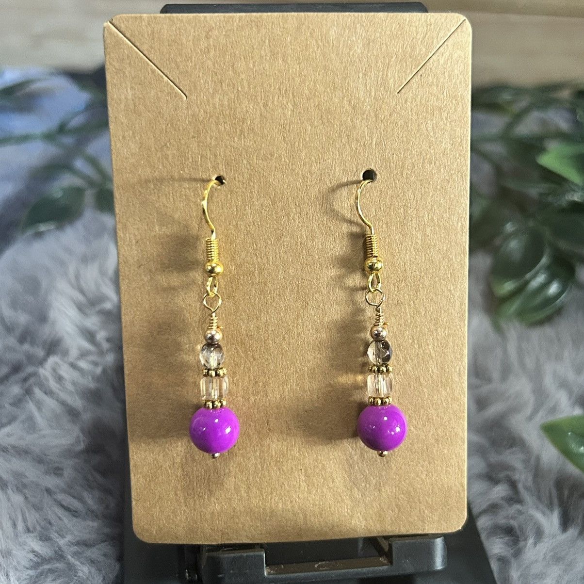 Handmade Handcrafted elegant art glass crystal dangle earrings Size ONE SIZE - 2 Thumbnail