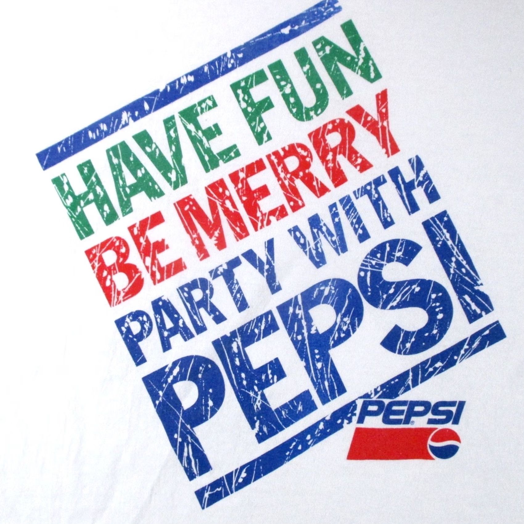 Fruit Of The Loom VINTAGE 80s PARTY WITH PEPSI HAVE FUN BE MERRY T-Shirt XL soda pop single stitch Mens Size US XL / EU 56 / 4 - 5 Thumbnail
