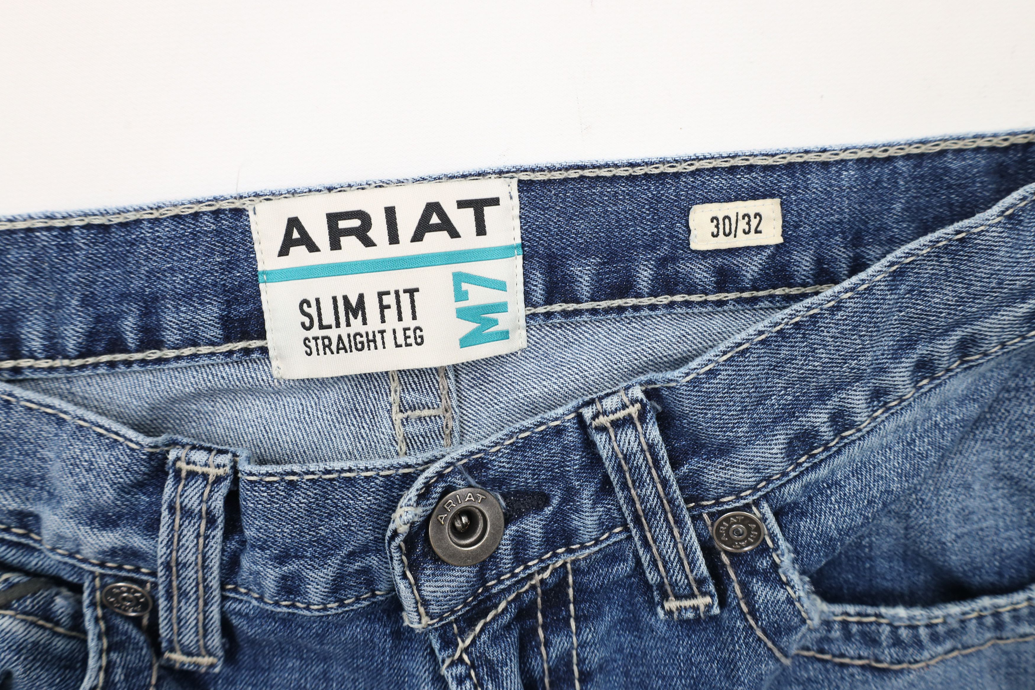 Ariat × Vintage Ariat Thick Stitch M7 Slim Fit Straight Leg Denim Jeans Blue Size US 30 / EU 46 - 10 Thumbnail