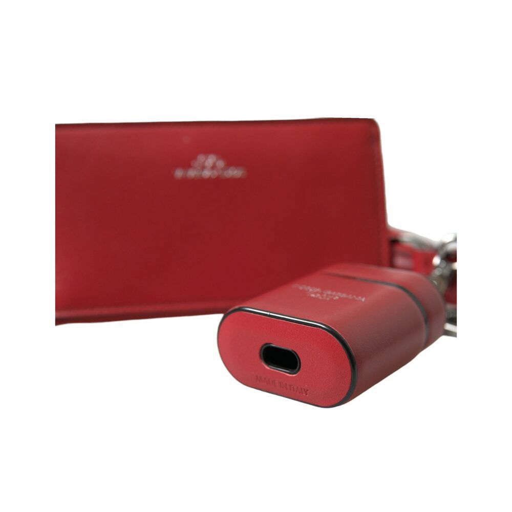 Dolce & Gabbana Dolce & Gabbana Elegant Red Leather Airpods Case Size ONE SIZE - 5 Thumbnail