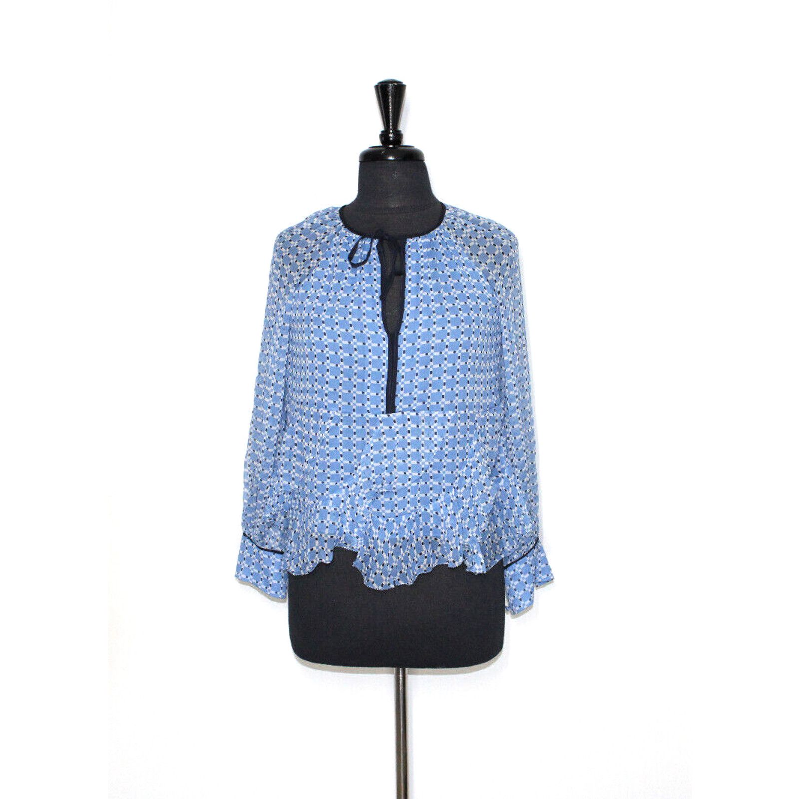 Joie NWT JOIE French Chambray Split Neck Reghan Top Size XS $298 Size XS / US 0-2 / IT 36-38 - 2 Thumbnail