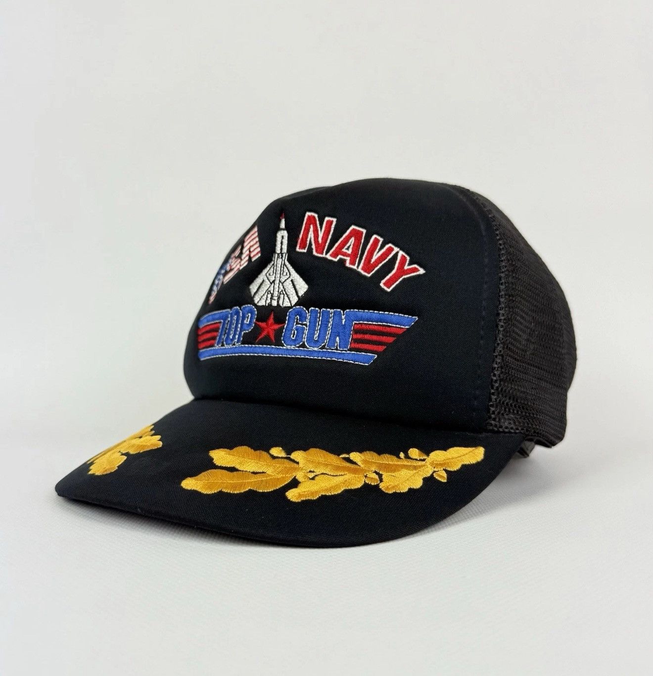 Vintage Vintage USA Navy Top Gun Tracker Cap Hat Black Top Snapback Size ONE SIZE - 2 Thumbnail