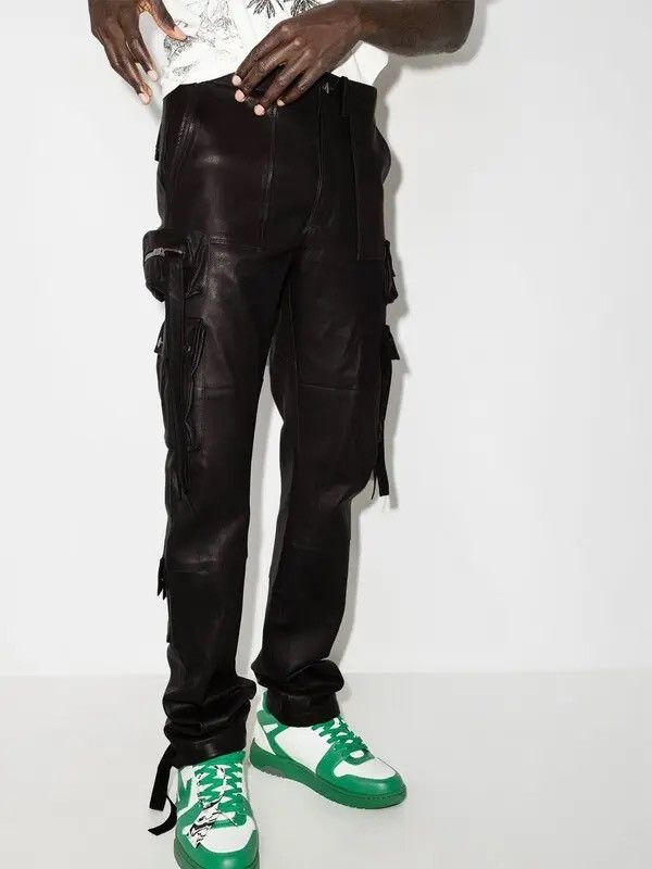 Amiri Amiri Leather Tactical Cargo Pants – Black Size US 32 / EU 48 - 2 Thumbnail