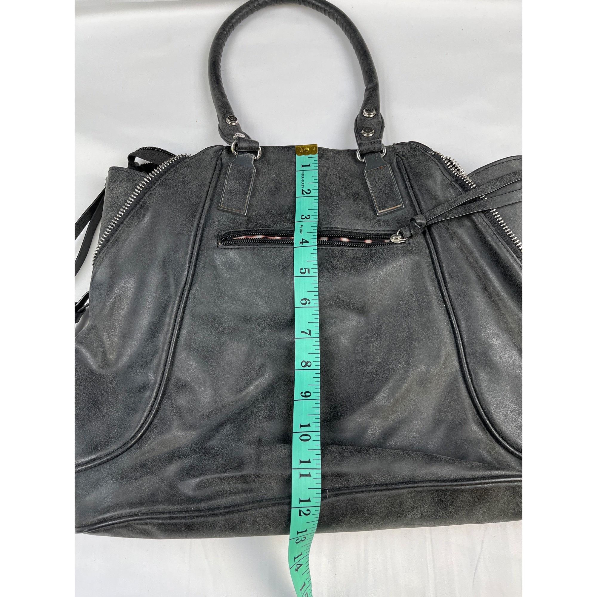 Nicole Miller Nicole Miller Women's Black Faux Worn leather Look Shoulder Size ONE SIZE - 6 Thumbnail