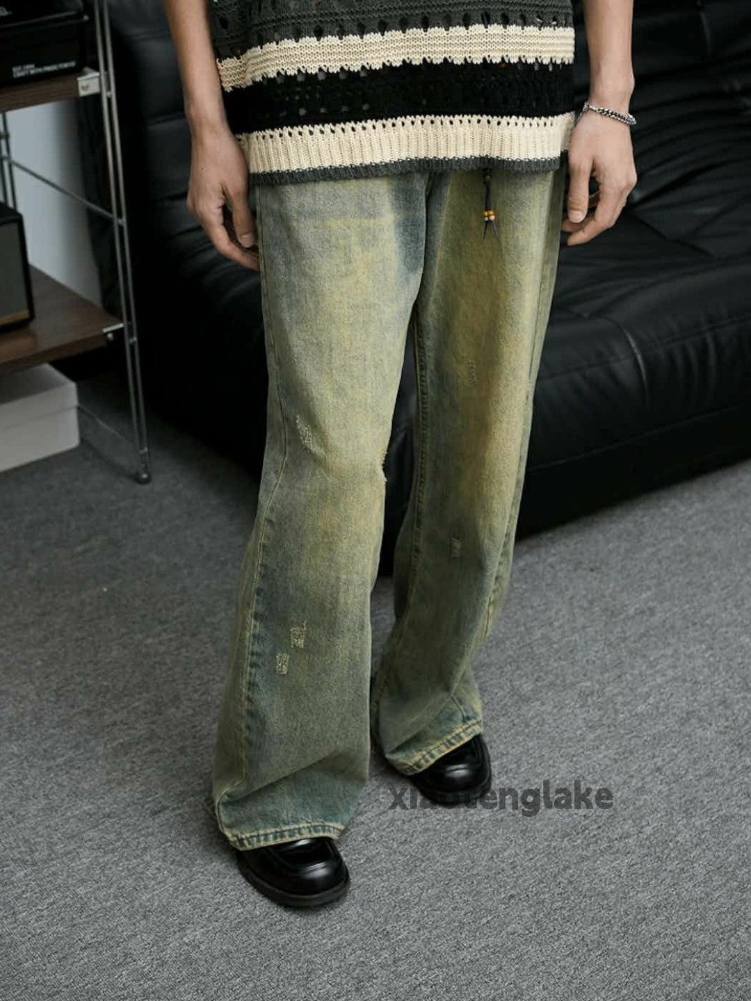 Jean × Vintage disco punk grunge washed faded y2k ripped flared jeans Size US 32 / EU 48 - 4 Thumbnail