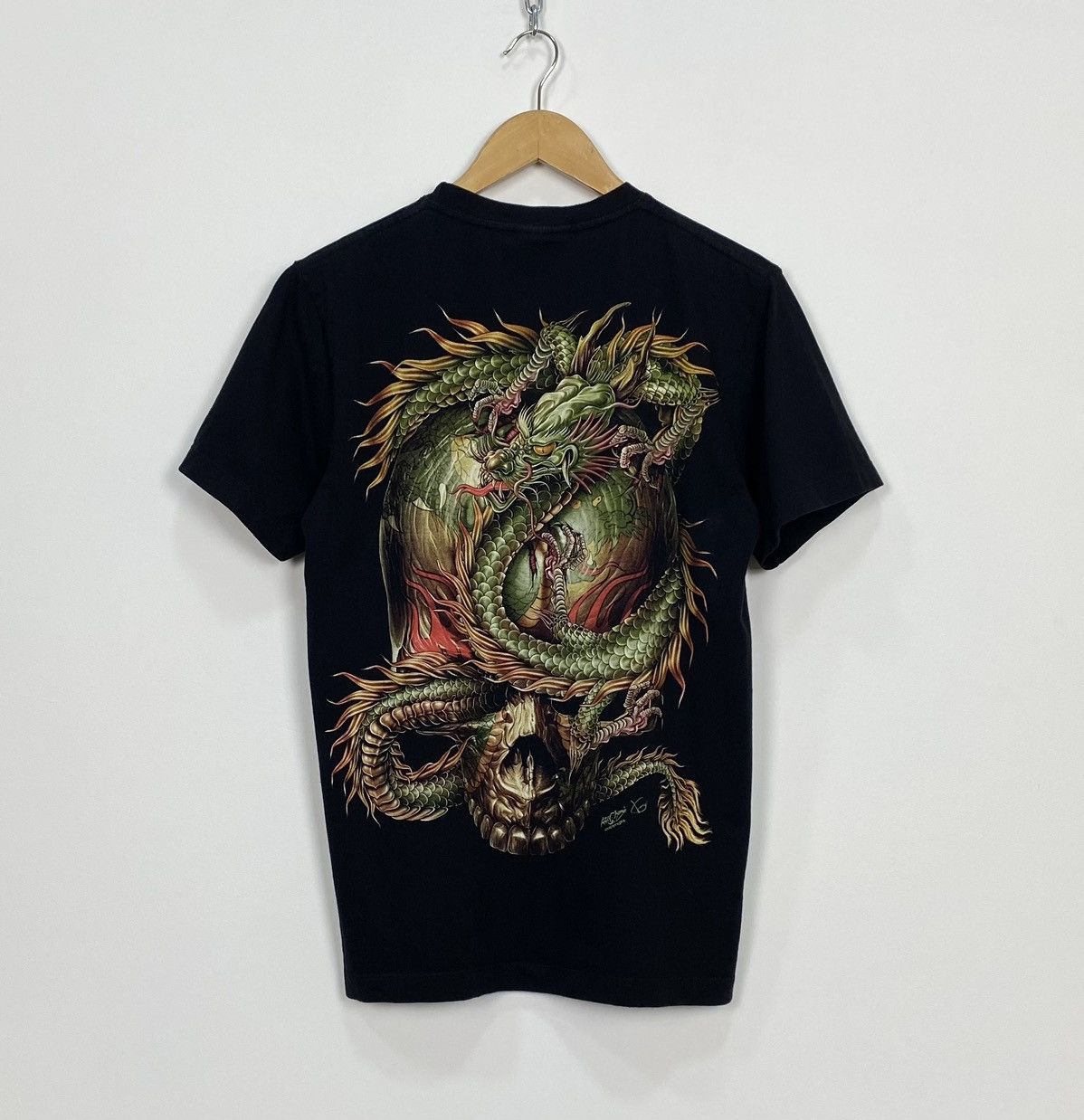 Japanese Brand Rock Chang Double Sided Dragon Skull Piercing T-shirt Black Size US M / EU 48-50 / 2 - 9 Thumbnail