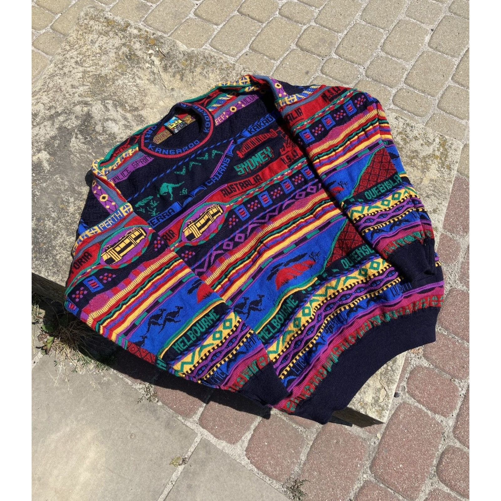 Vintage 90s Emaroo Australia Coogi Style Knit Sweater hotsell