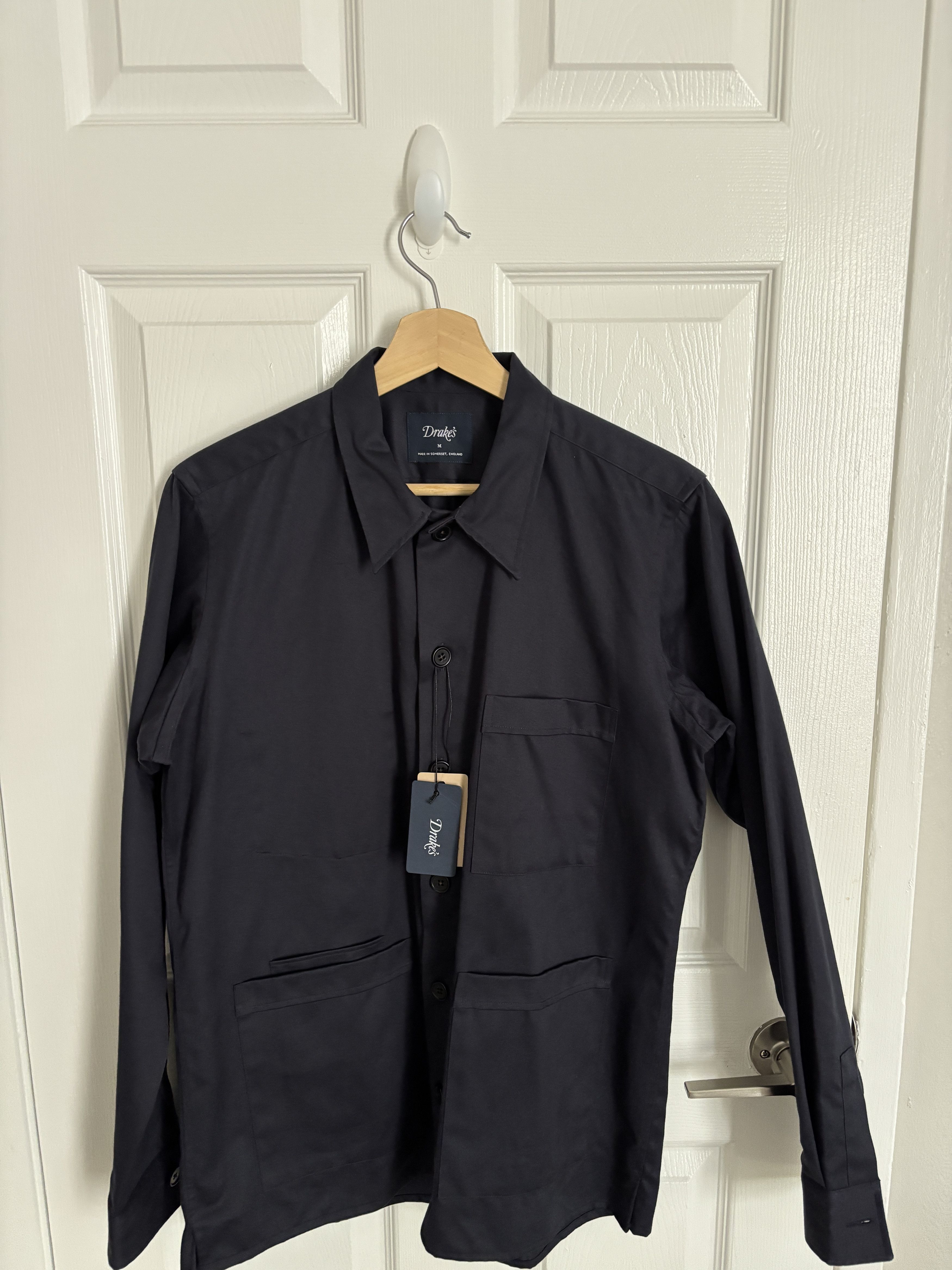 Drake's Drakes Cotton Twill Five-pocket Overshirt Navy Size Medium Size US M / EU 48-50 / 2 - 2 Thumbnail