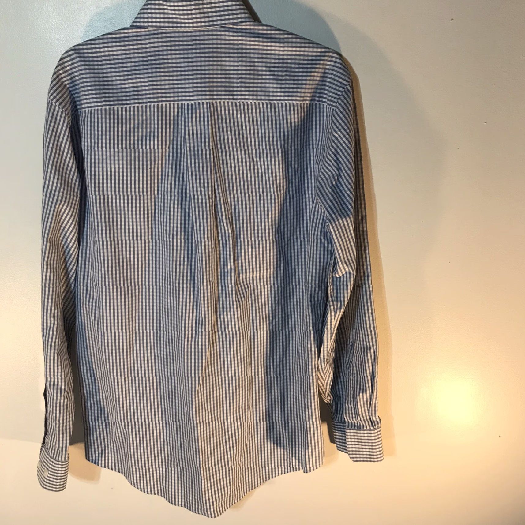 Jos. A. Bank Jos. A Bank Dress Shirt Men's Blue/White Check Tailored Fit Long Sleeve Button-Up M Size 40R - 2 Thumbnail