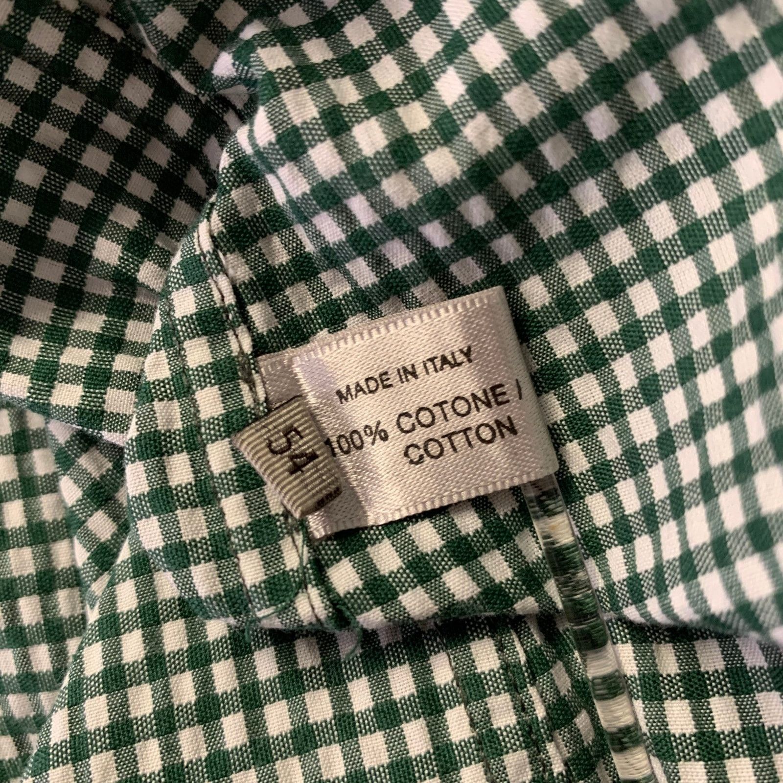 Bottega Veneta BOTTEGA VENETA Green White Gingham Cotton Long Sleeve Shirt Size US XL / EU 56 / 4 - 6 Thumbnail