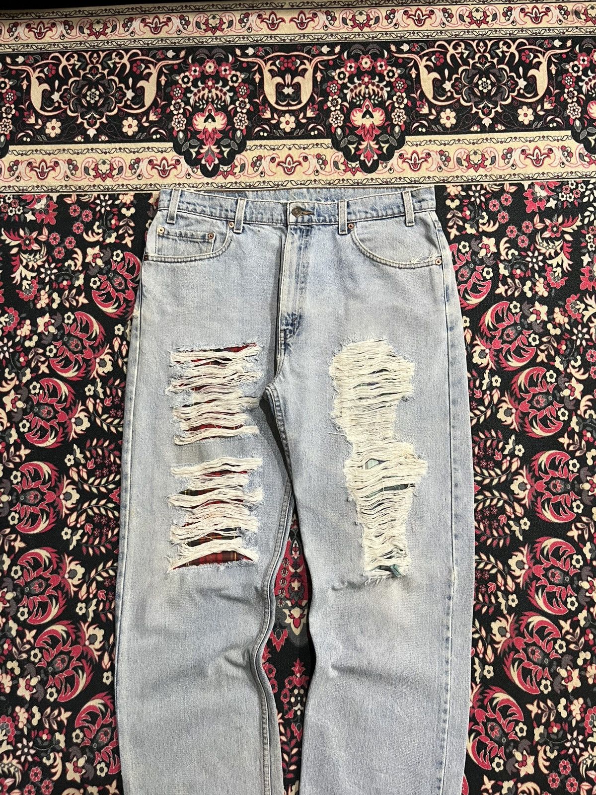 Vintage Vintage 90s Levi’s 505 Batwing Regular Straight Trashed Jean Size US 36 / EU 52 - 3 Thumbnail