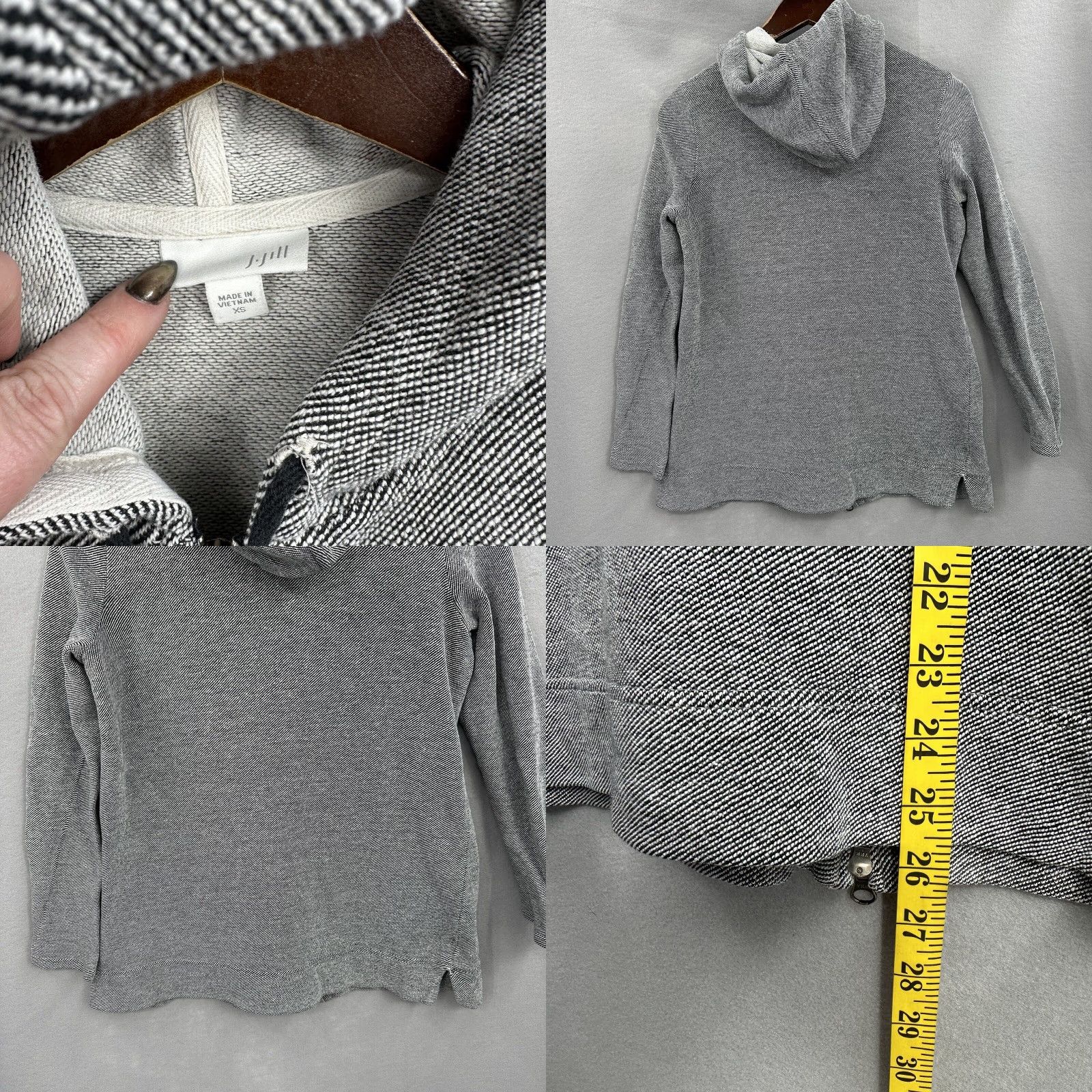 J. Jill J. Jill Hoodie Women XS Gray French Terry Full Zip Casual Womens Size XS / US 0-2 / IT 36-38 - 8 Thumbnail
