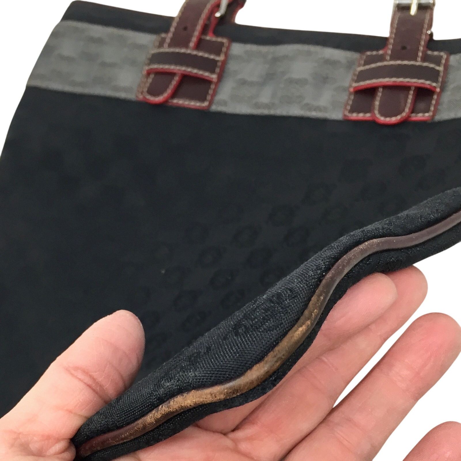Loewe LOEWE - Leather-Trimmed Anagram Canvas Tote Black & Gray Size ONE SIZE - 7 Thumbnail
