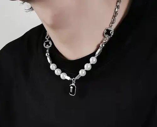 VIBE Black Rhinestone Pendant Pearl Necklace Size ONE SIZE - 2 Thumbnail