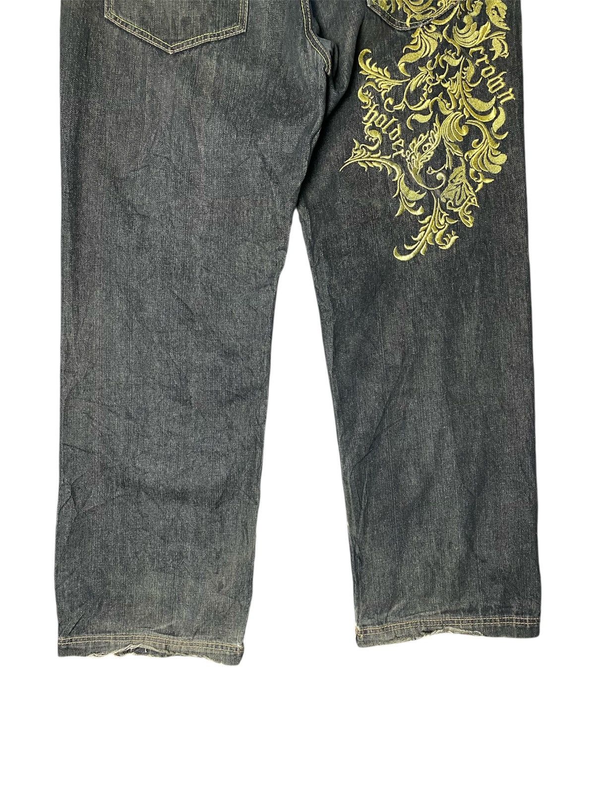 Vintage Vintage Y2K Crown Holder Embroidered Black Denim Jeans Size US 38 / EU 54 - 4 Thumbnail