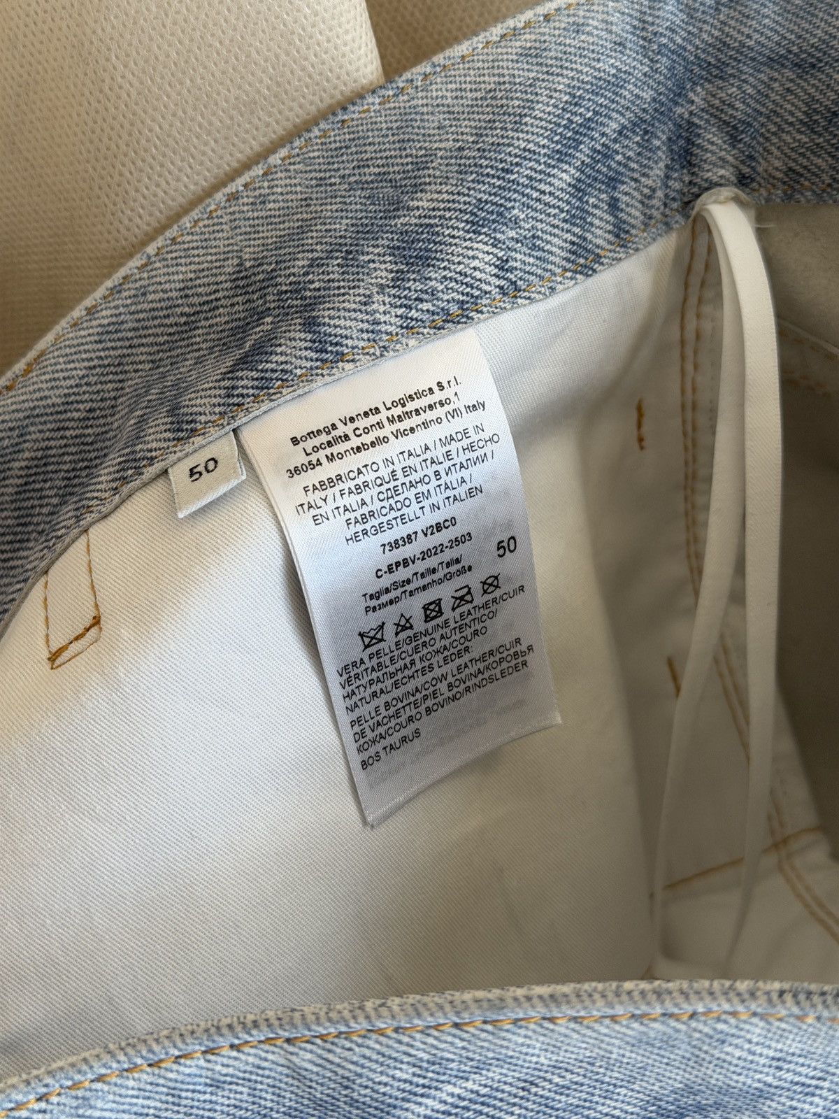 Bottega Veneta BNWT Light Blue Printed Denim Leather Straight Leg Pants 50 Size US 34 / EU 50 - 19 Thumbnail