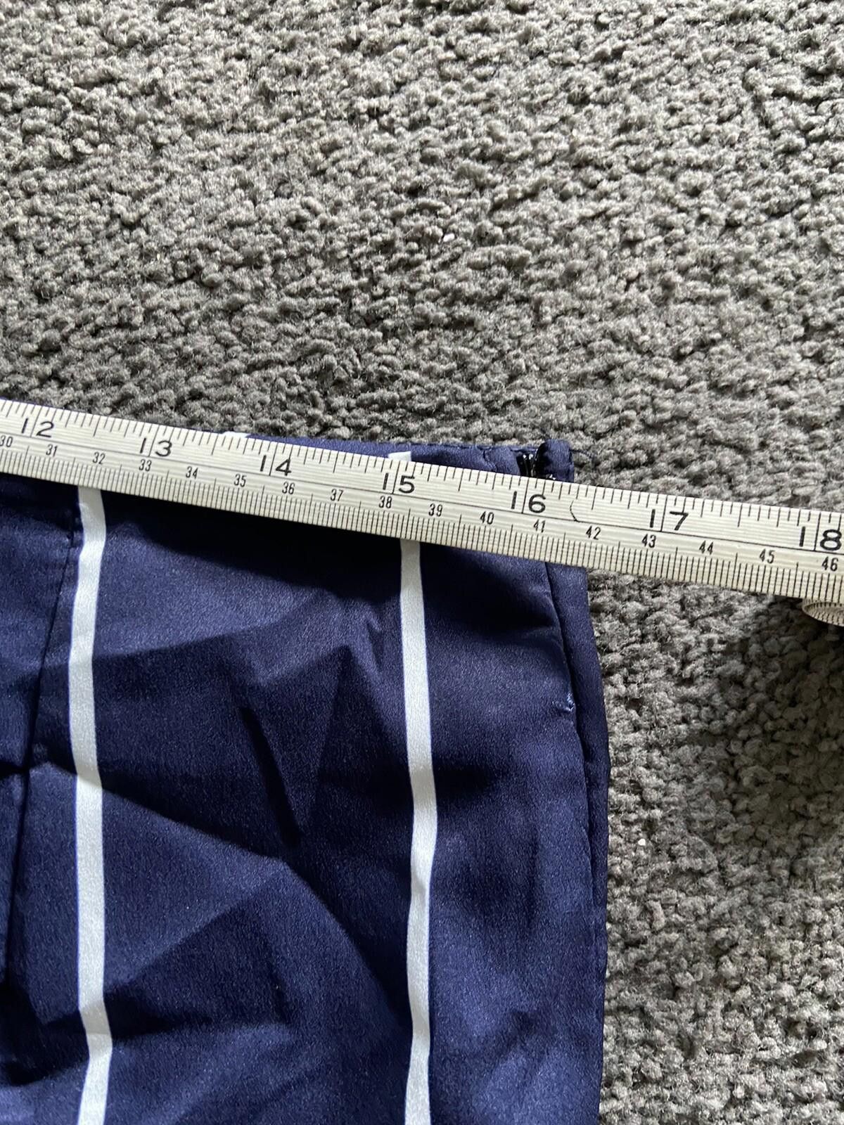 Designer Zaful Blue White Stripped Pants w Side Split NEW - Sz XL Size 40" / US 18 - 8 Thumbnail