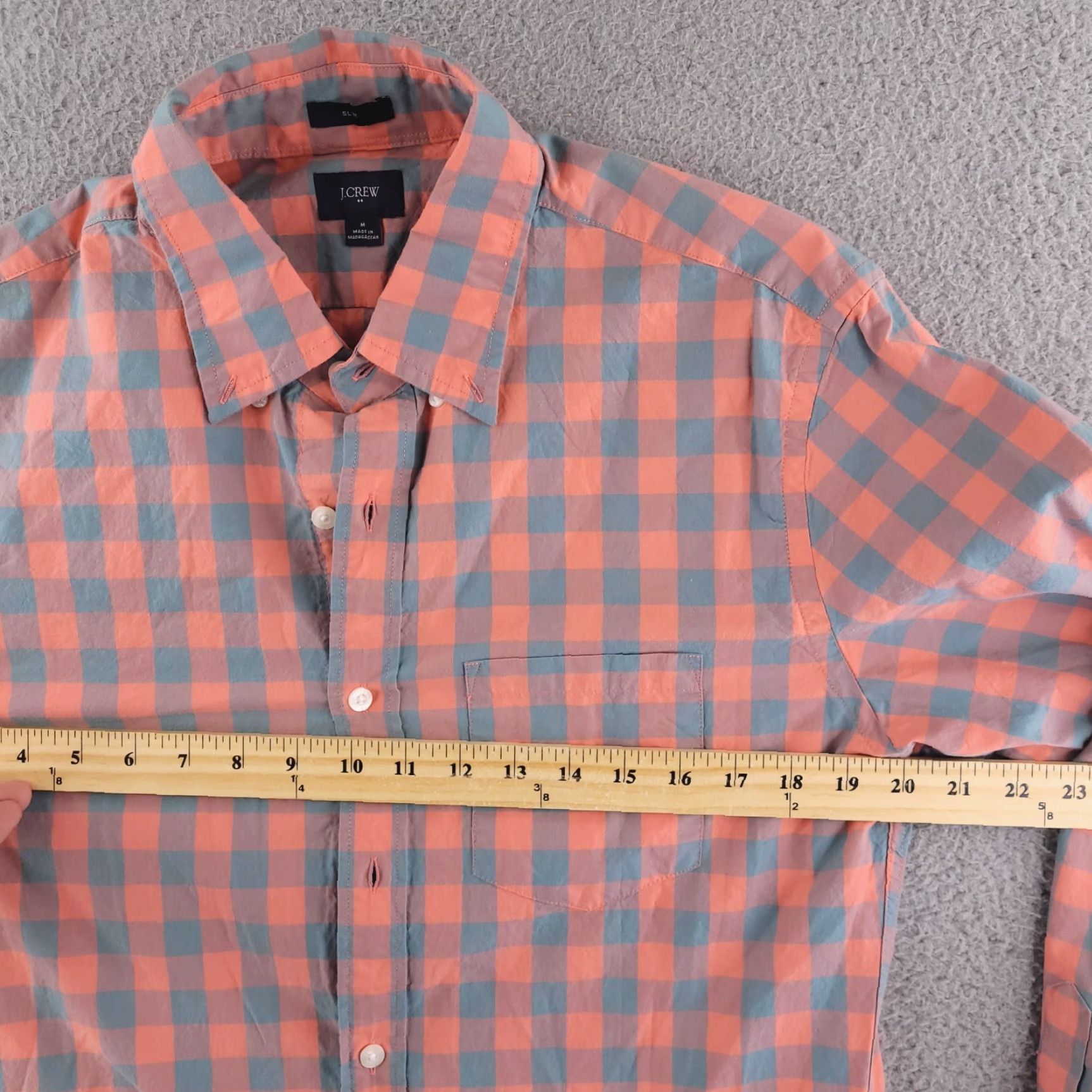 J.Crew J.CREW Shirt Mens Medium Slim Fit Pink Mango Orange Long Sleeve Button-Up Size US M / EU 48-50 / 2 - 5 Thumbnail