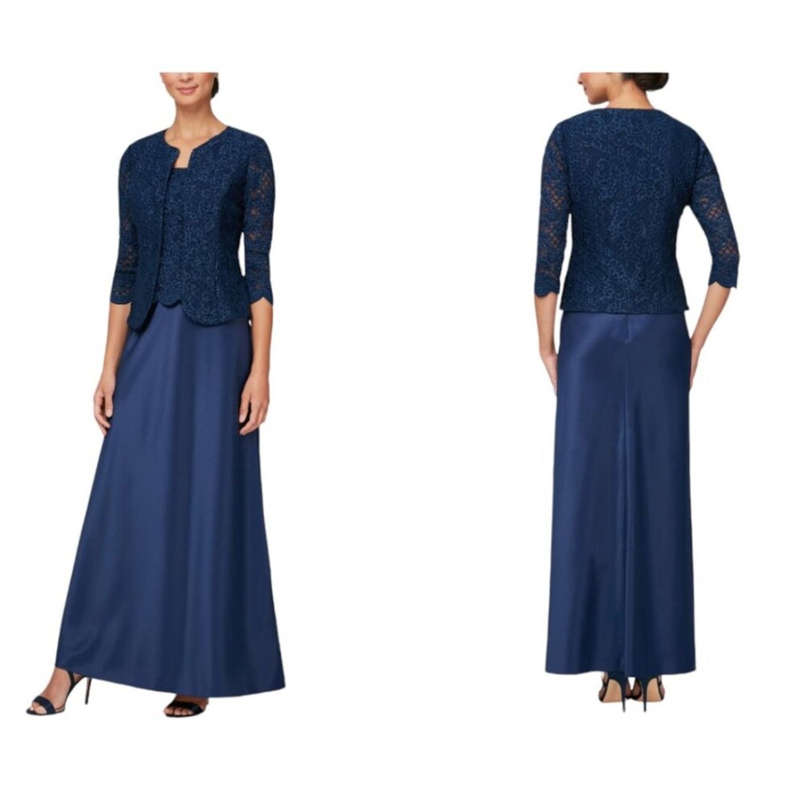Alex Evenings Alex Evenings Embroidered Two-Piece Gown Navy Sz 6 NWT $229 Size S / US 4 / IT 40 - 1 Thumbnail