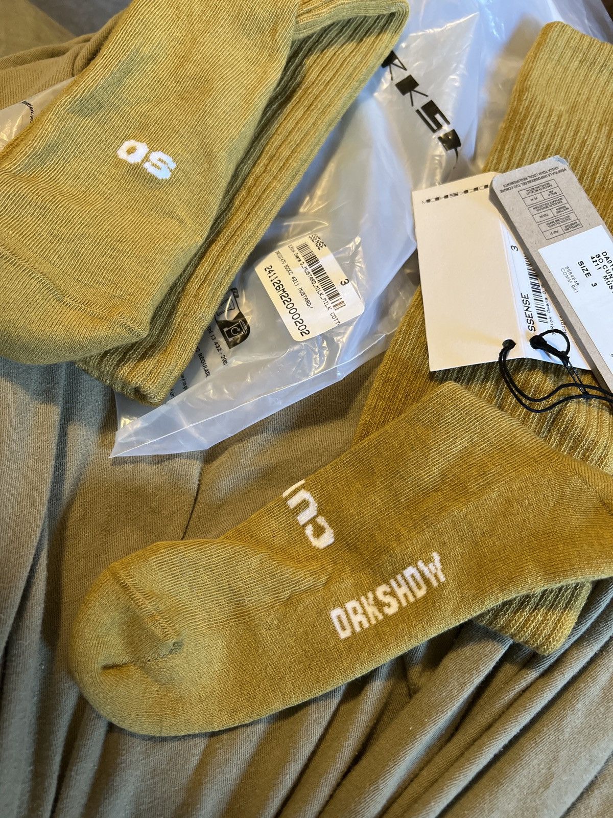 Rick Owens × Rick Owens Drkshdw Rick Owens Drkshdw So Cunt Mustard Yellow Gold Socks Size ONE SIZE - 2 Thumbnail