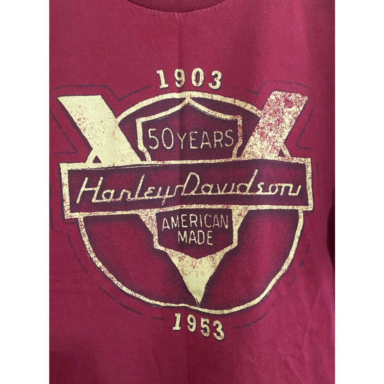 Harley Davidson Harley-Davidson Cape Fear T-Shirt 50 years of Harley Mens XL Red Motorcycle Shirt Mens XL Size US XL / EU 56 / 4 - 2 Thumbnail