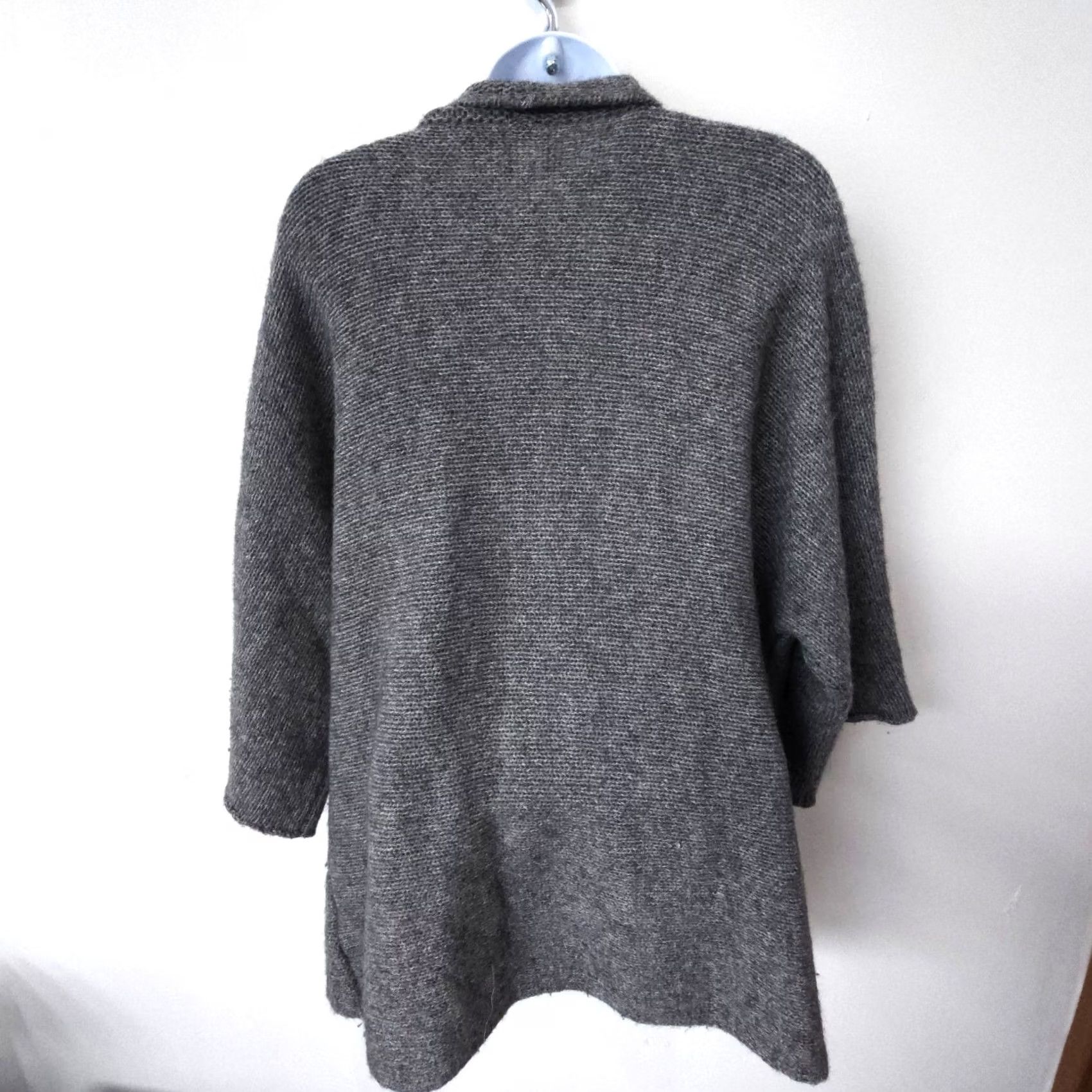 Eileen Fisher Eileen Fisher Cardigan Womens L Alpaca Wool Blend Open Shawl Chunky Knit Casual Sleeve 3/4 Fashion Fastenerless Open Pockets NecklaceNotIncluded Size L / US 10 / IT 46 - 2 Thumbnail
