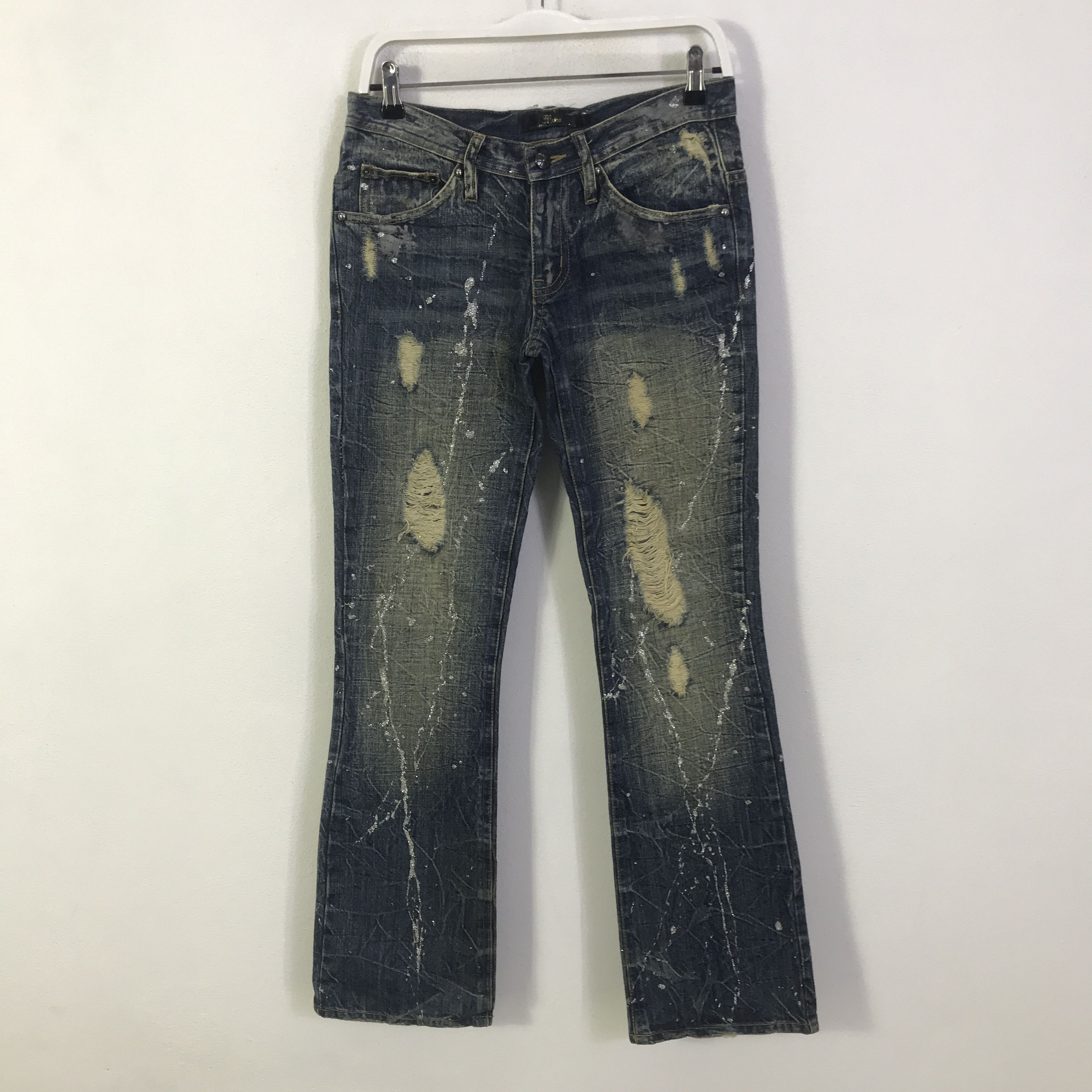 Japanese Brand Flared Midas explosion distressed Bootcut pants K130B18 Size US 29 - 1 Thumbnail