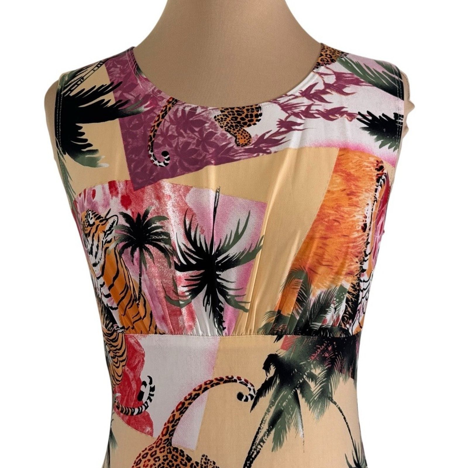 Other RUBBER DUCKY Leopard Tiger Tropical Midi Dress Retro BOLD M Size M / US 6-8 / IT 42-44 - 4 Thumbnail