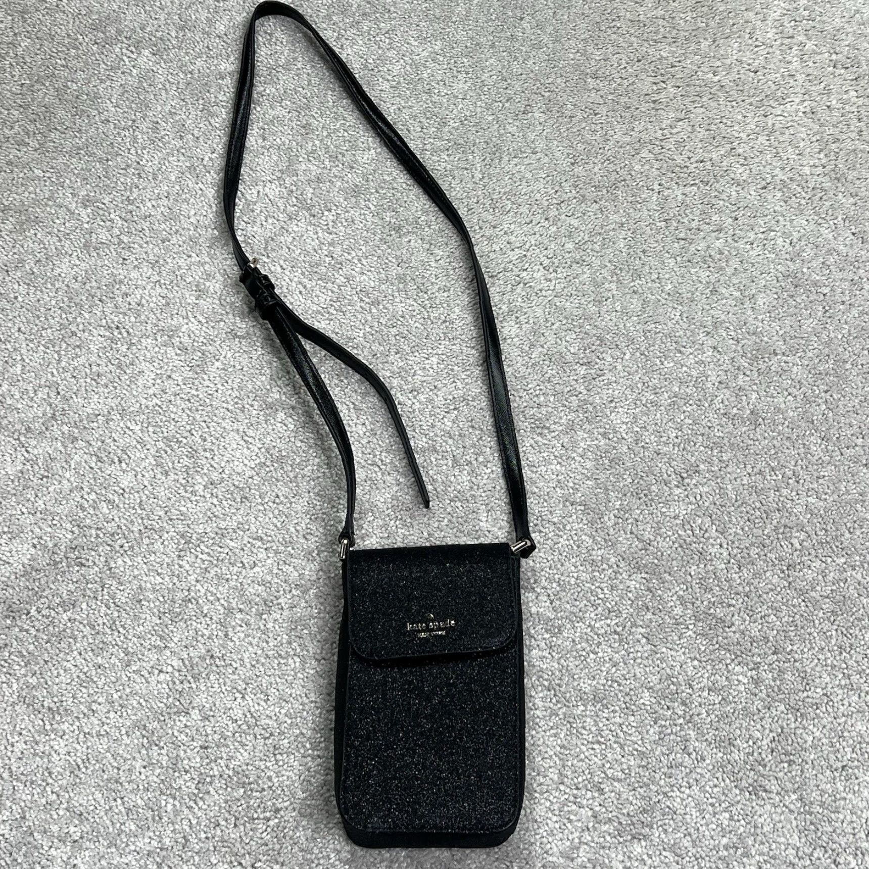 Vintage Kate Spade Black Glitter Bag Purse Small Card Phone Crossbody Shoulder Adjustable Strap Womens Crossbody Bag Glitter Pattern Vintage No Size ONE SIZE - 2 Thumbnail