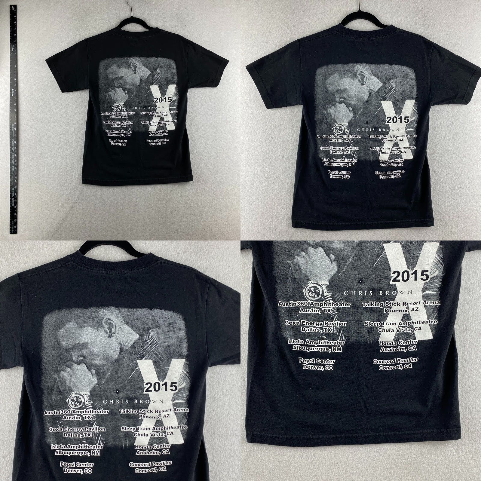 Anvil Chris Brown Concert Shirt Mens S 2015 One Hell of a Nite Tour Double Sided Shirt Men Small Brown Cotton Knit Logo Graphic Print Concert Tour Mens Size US S / EU 44-46 / 1 - 9 Thumbnail