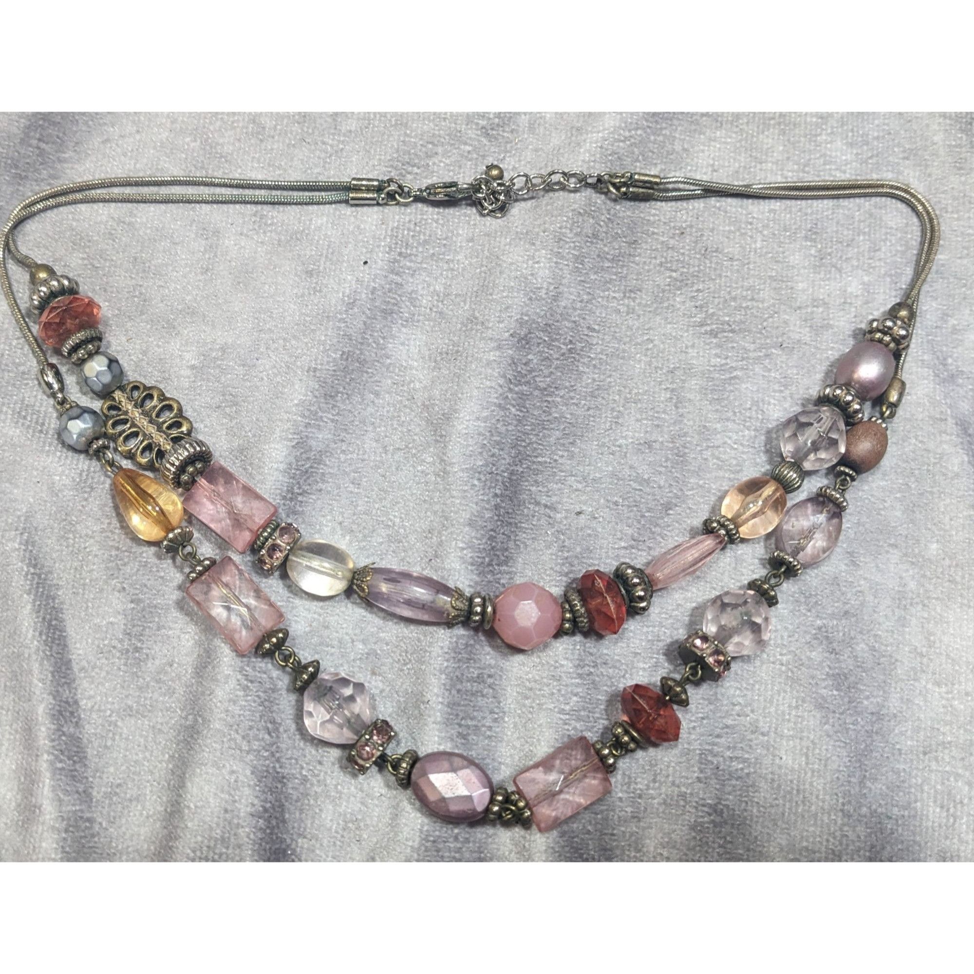 Other Coquette Pink Glass And Silver Tone Beaded Layered Necklace Size ONE SIZE - 5 Thumbnail