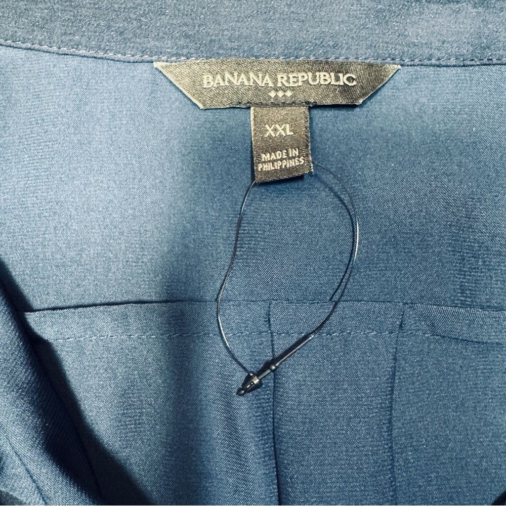 Banana Republic New Banana Republic Silky Oversized Preppy Navy Long Sleeve Size XXL / US 16-18 / IT 52-54 - 5 Thumbnail