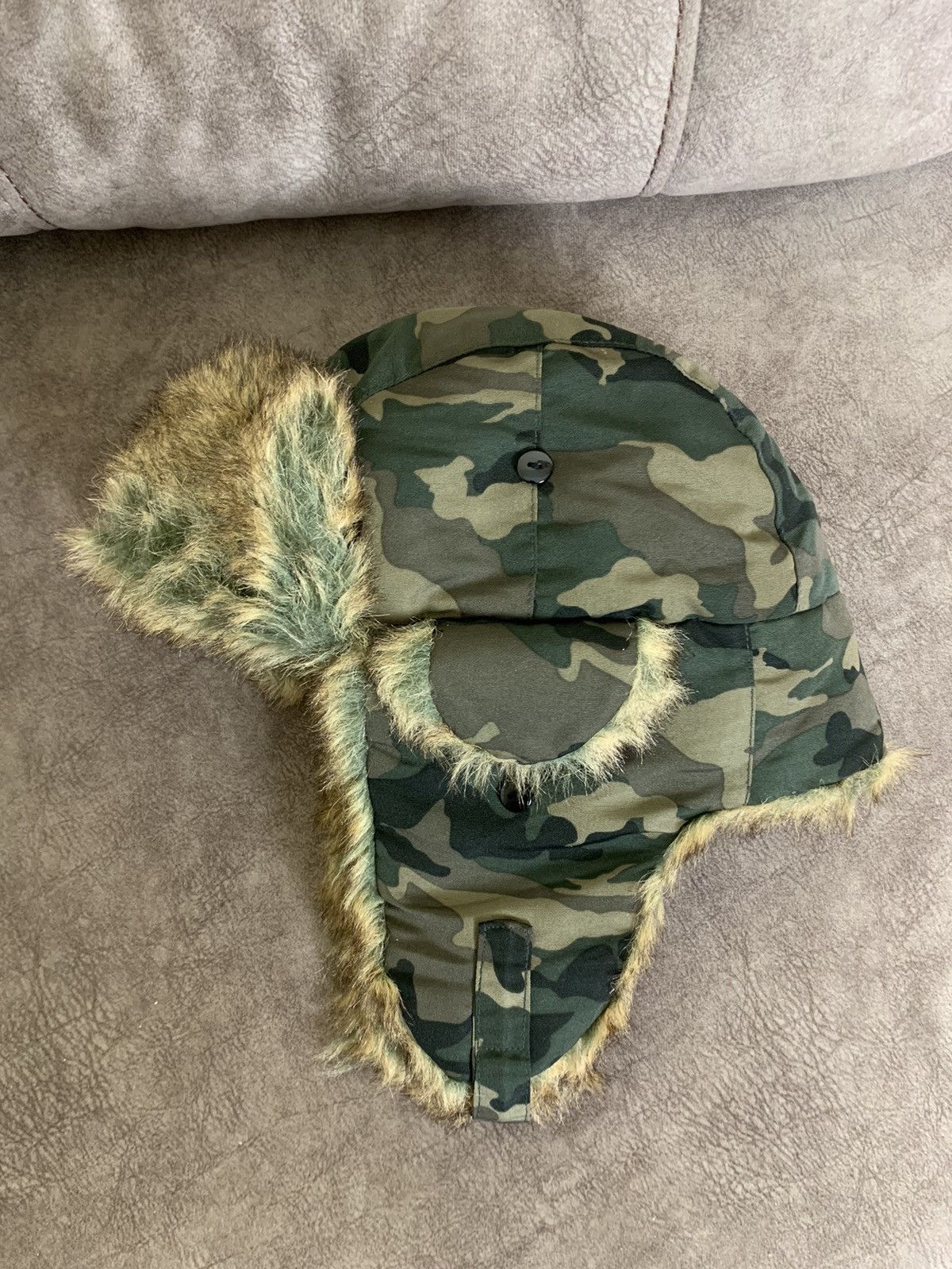 Japanese Brand Y2K Camo Ushanka Hat Size ONE SIZE - 4 Thumbnail