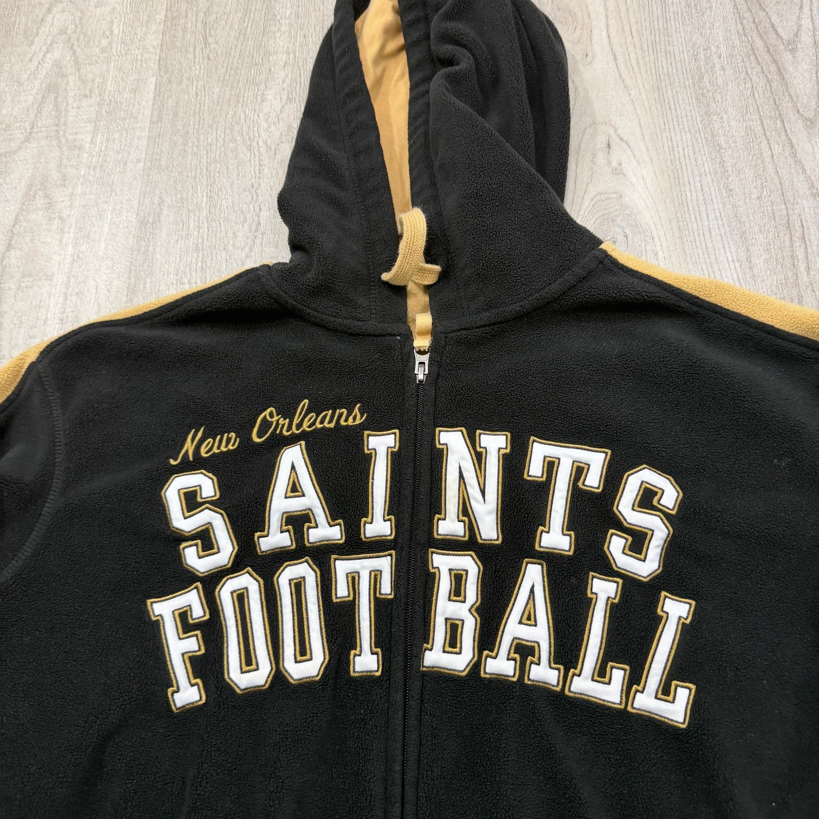 NFL New Orleans Fleece Full Zip Hoodie Extra Large Black Gold Size US XL / EU 56 / 4 - 3 Thumbnail