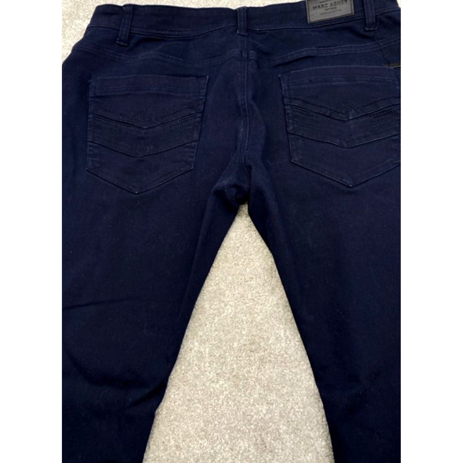 Marcs Marc Asher Men's Pants Slim Flat Front 36x30 Navy Blue Stretch Chino 5-Pocket 4658 Size US 36 / EU 52 - 7 Thumbnail