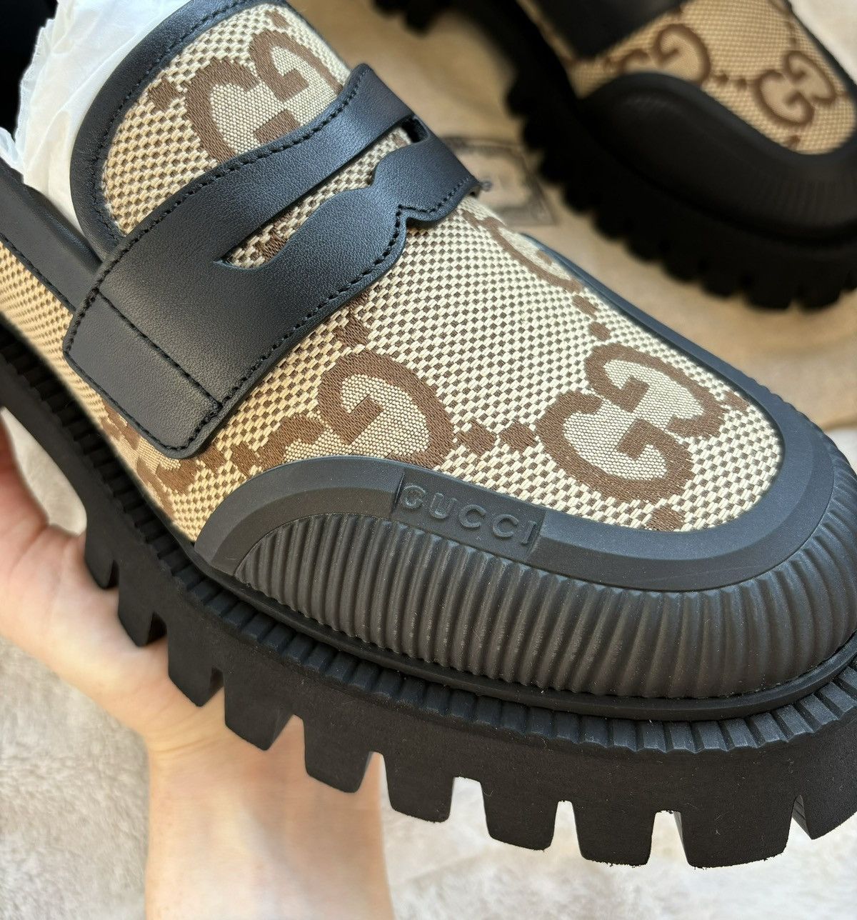 Gucci Gucci Maxi Jumbo GG Supreme Loafers Size US 10 / EU 43 - 4 Thumbnail