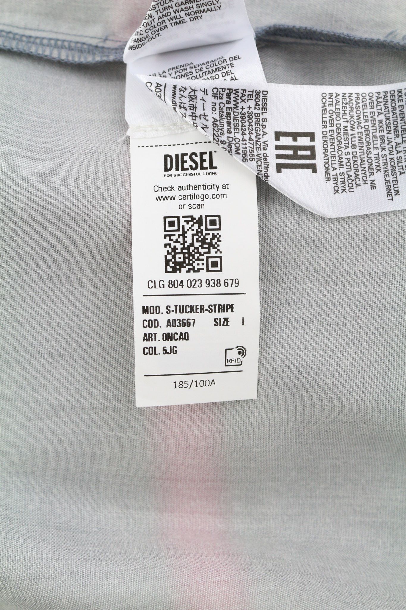 Diesel S-TUCKER-STRIPE L Patterned Buttoned Light 40499 Size US L / EU 52-54 / 3 - 10 Thumbnail