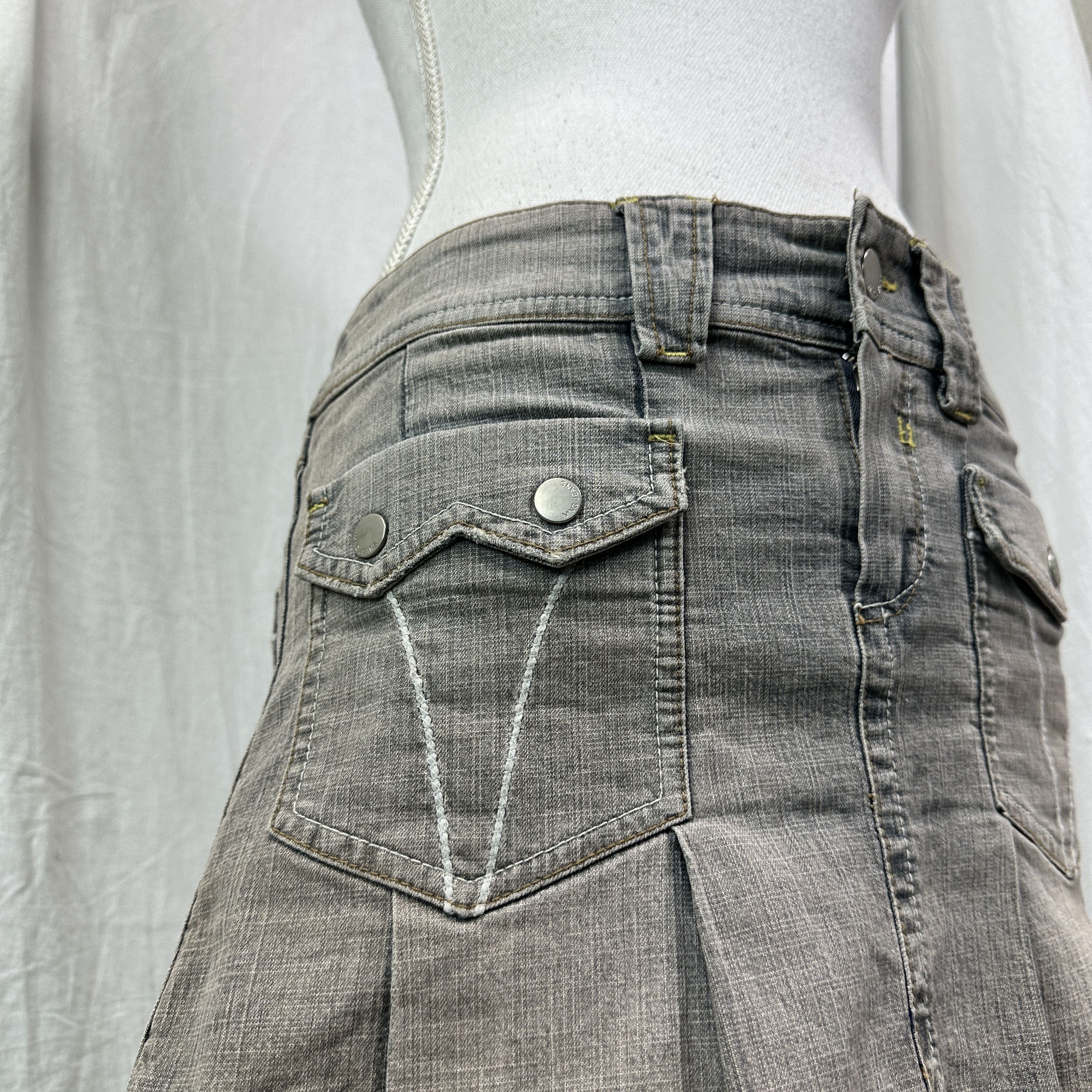 Vintage Vintage Denim Preppy Old Money Washed Pleated Mini Skirt Y2K Size 25" / US 0 / IT 36 - 6 Thumbnail
