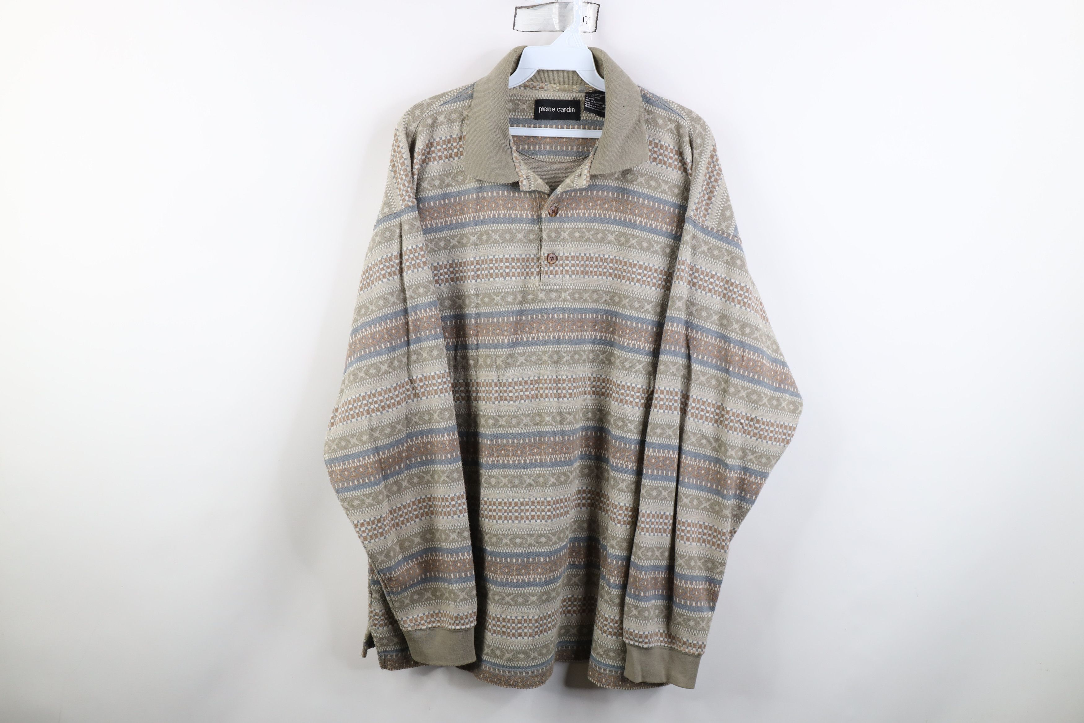 Pierre Cardin Vintage 90s Pierre Cardin Fair Isle Long Sleeve Rugby Polo Size US L / EU 52-54 / 3 - 1 Thumbnail