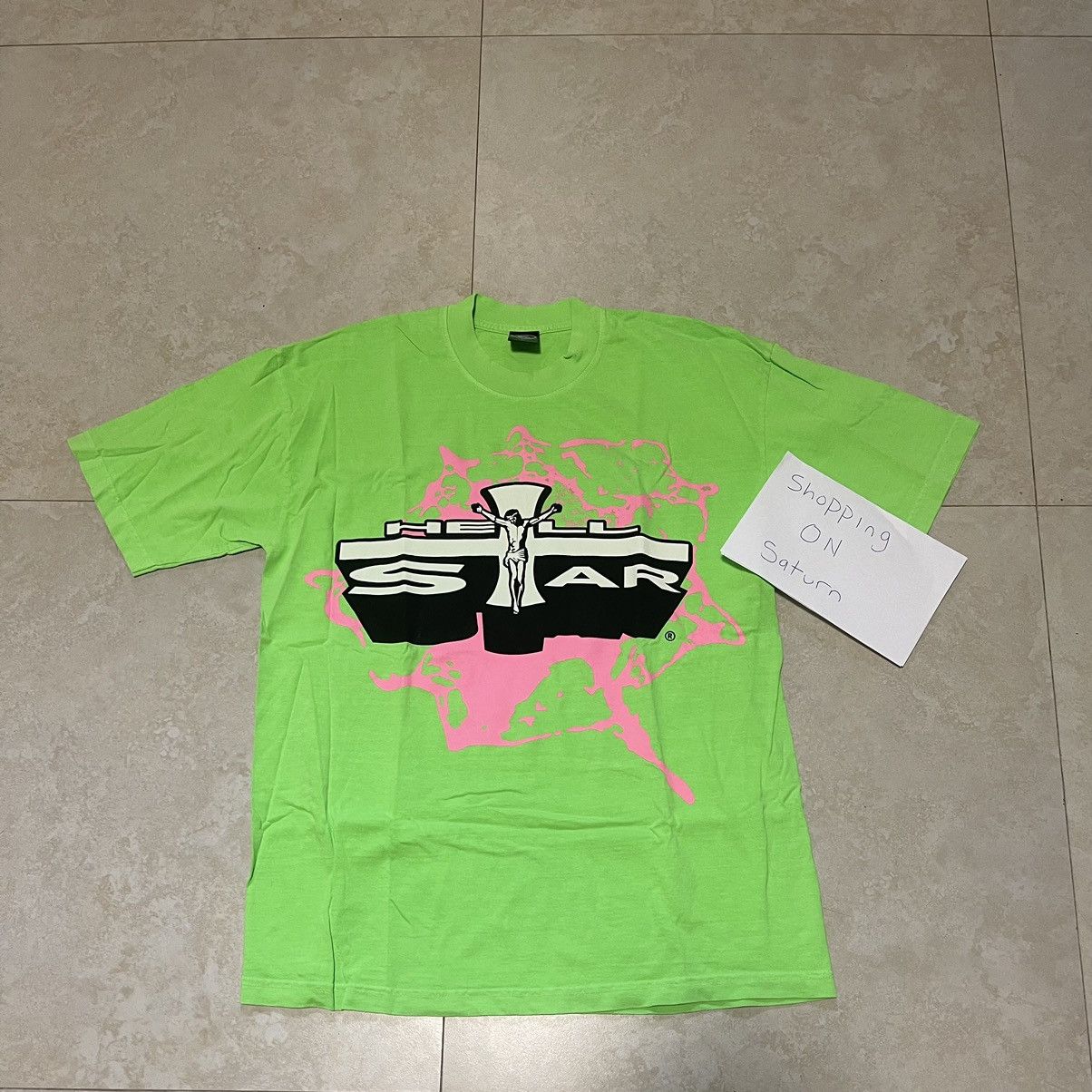 HELLSTAR HellStar Neon Green Jesus Emblem Tee Size US M / EU 48-50 / 2 - 1 Thumbnail